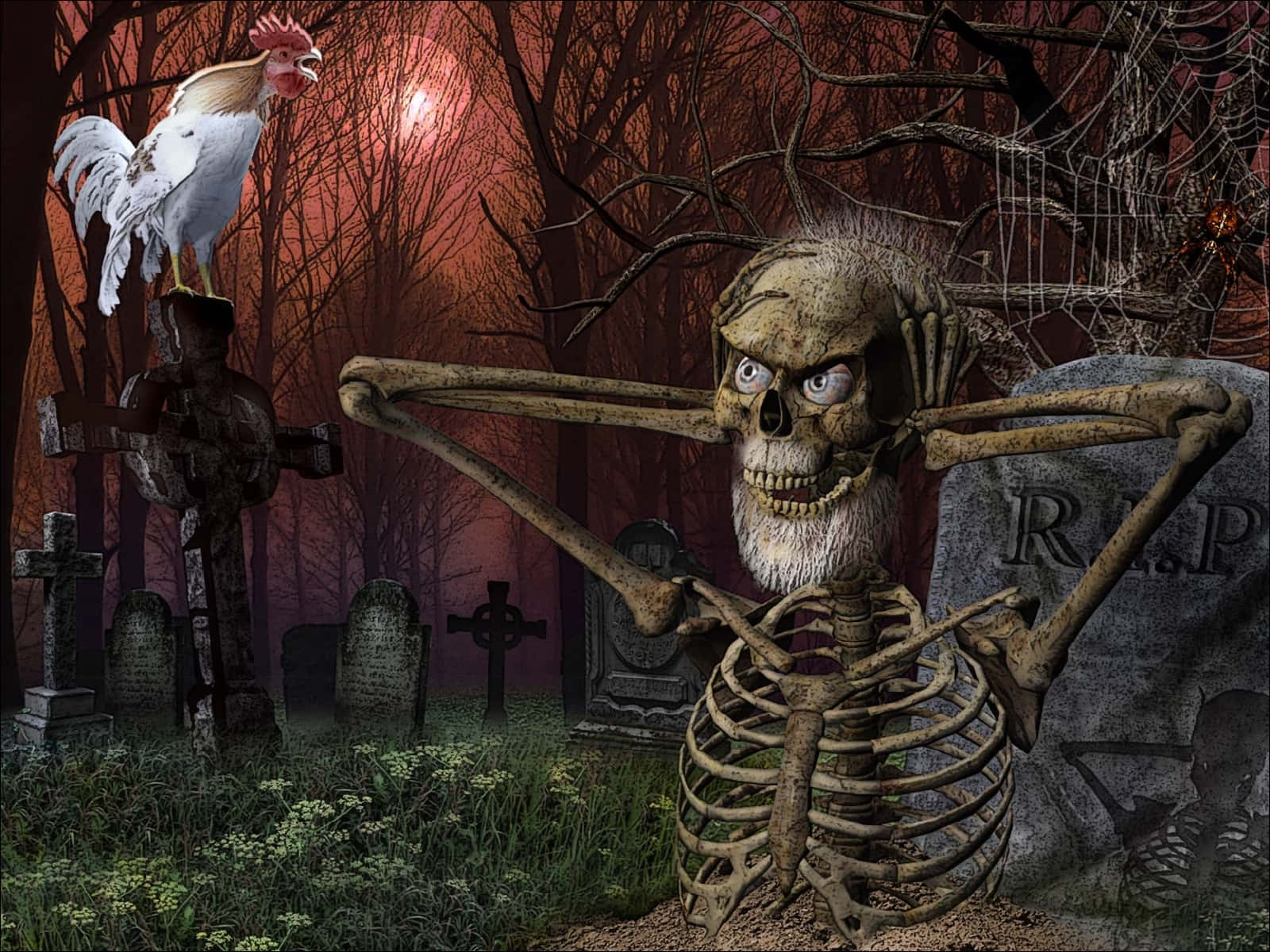 Download Funny Halloween Skeleton Cemetery Picture