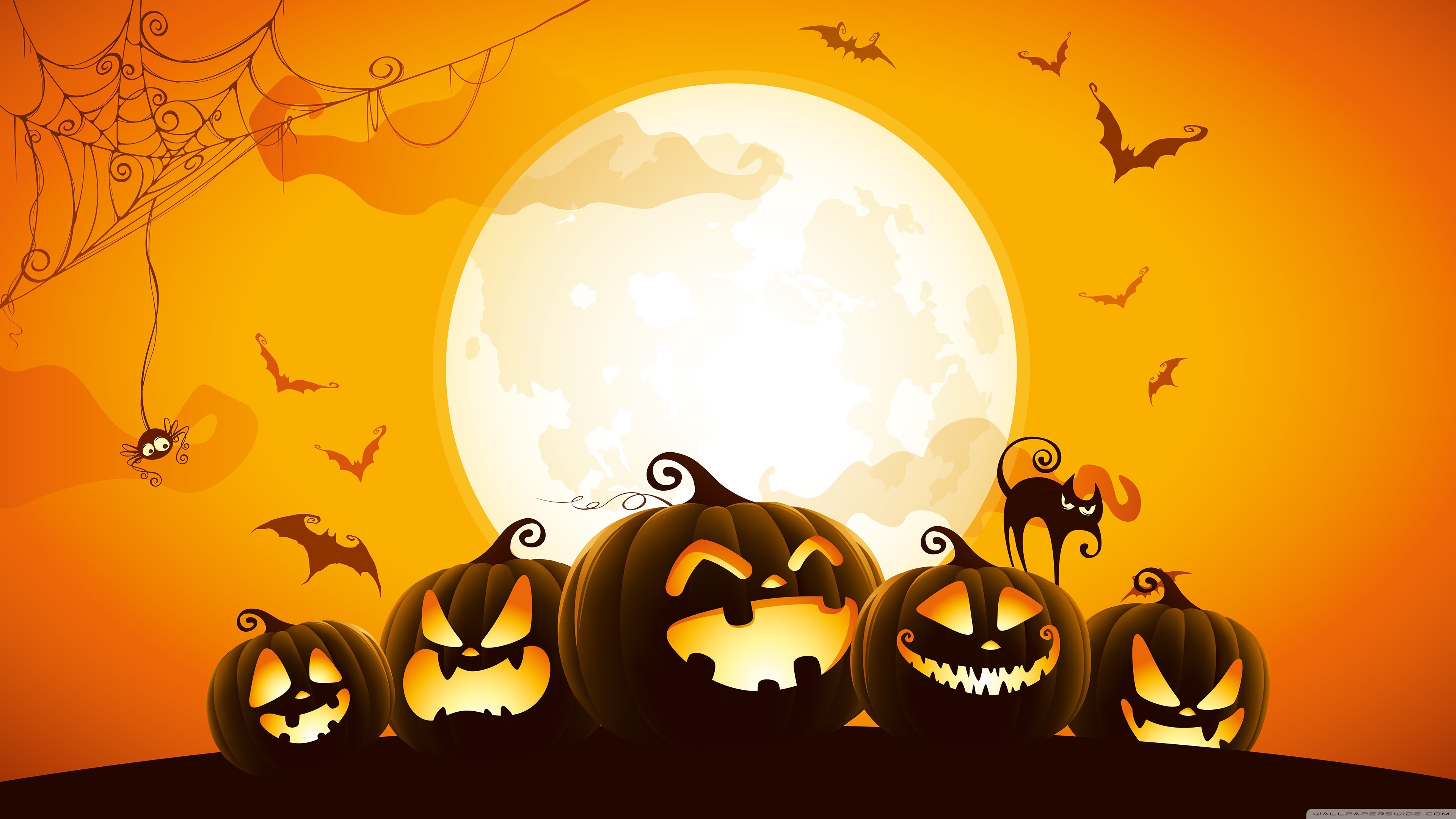 Halloween Pumpkins Background 4K UHD Wallpaper for UltraHD Desktop and TV, Widescreen and UltraWide Display, Dual Monitor, Smartphone and Tablet Devices