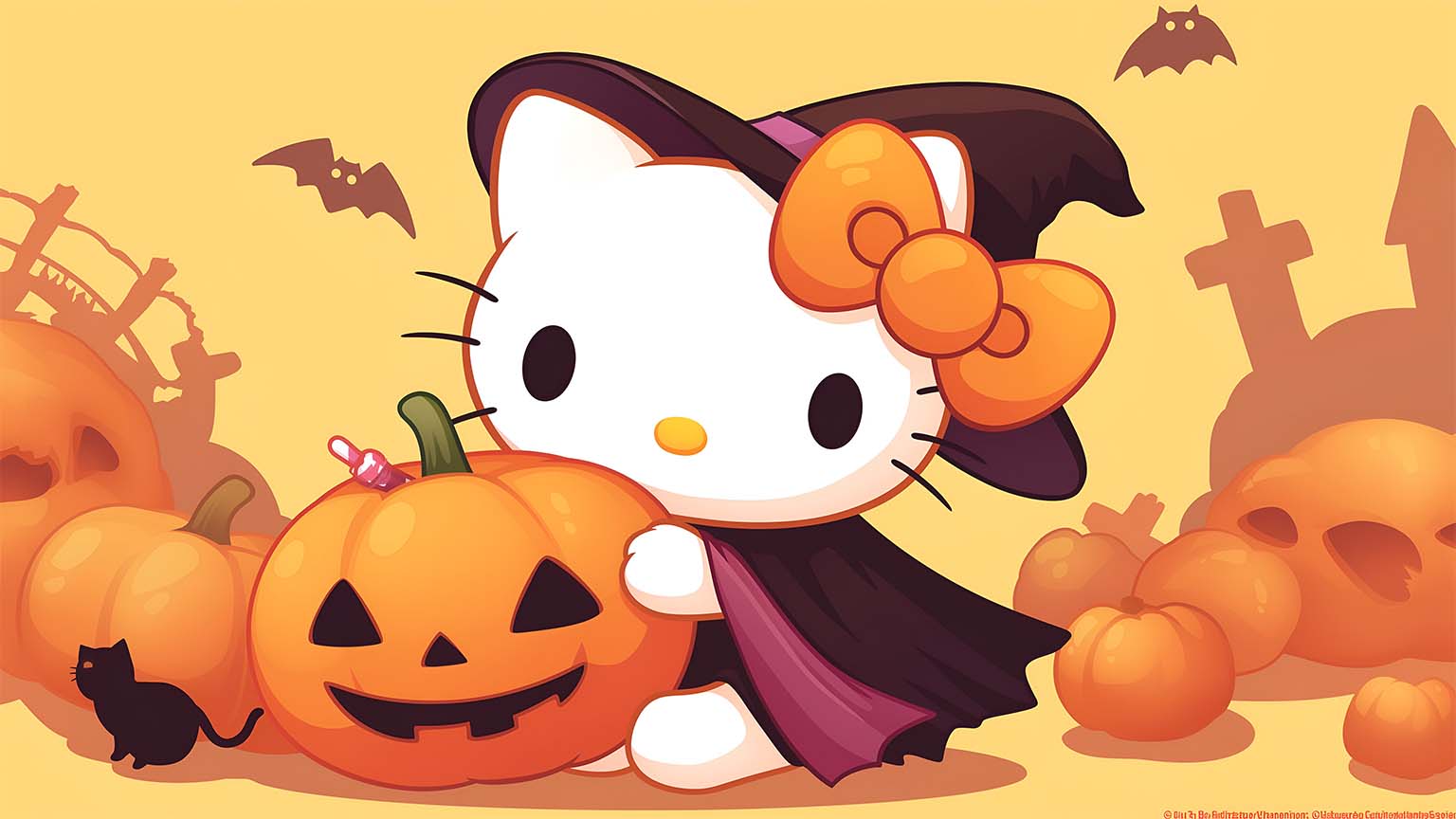 Hello Kitty Halloween Pumpkin Desktop Wallpaper