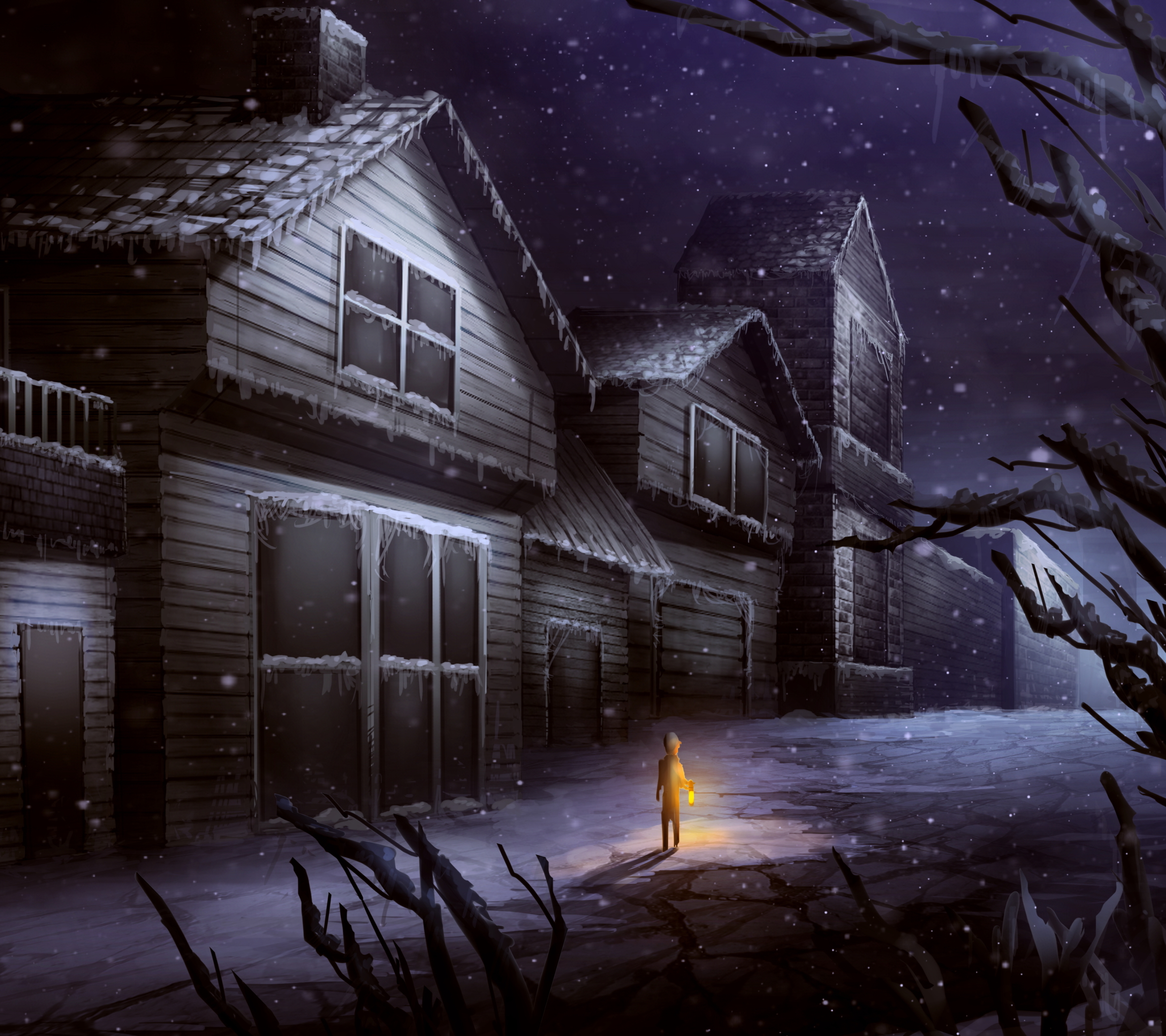 Phone wallpaper: Alone, Fantasy, Dark, Winter, Night, House 1258639