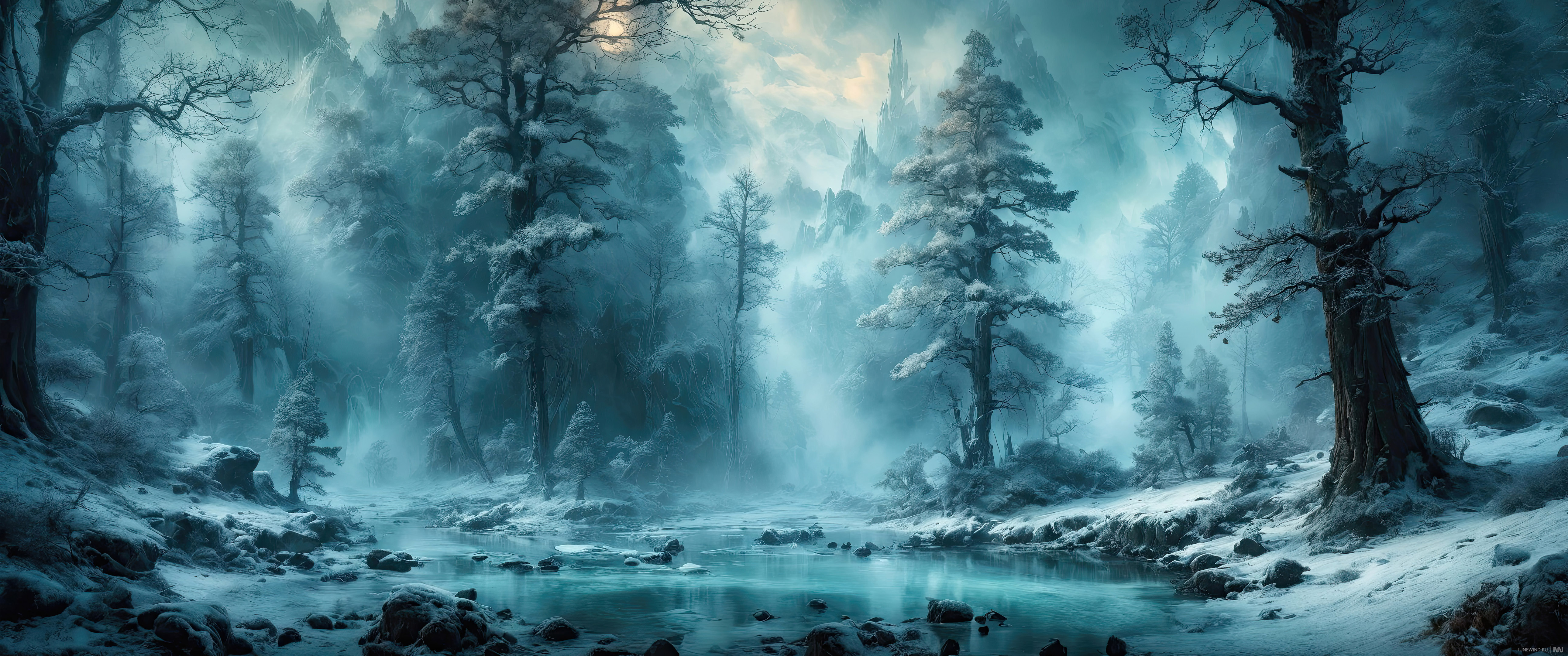 Melancholic winter landscapes 21:9 AI Wallpaper