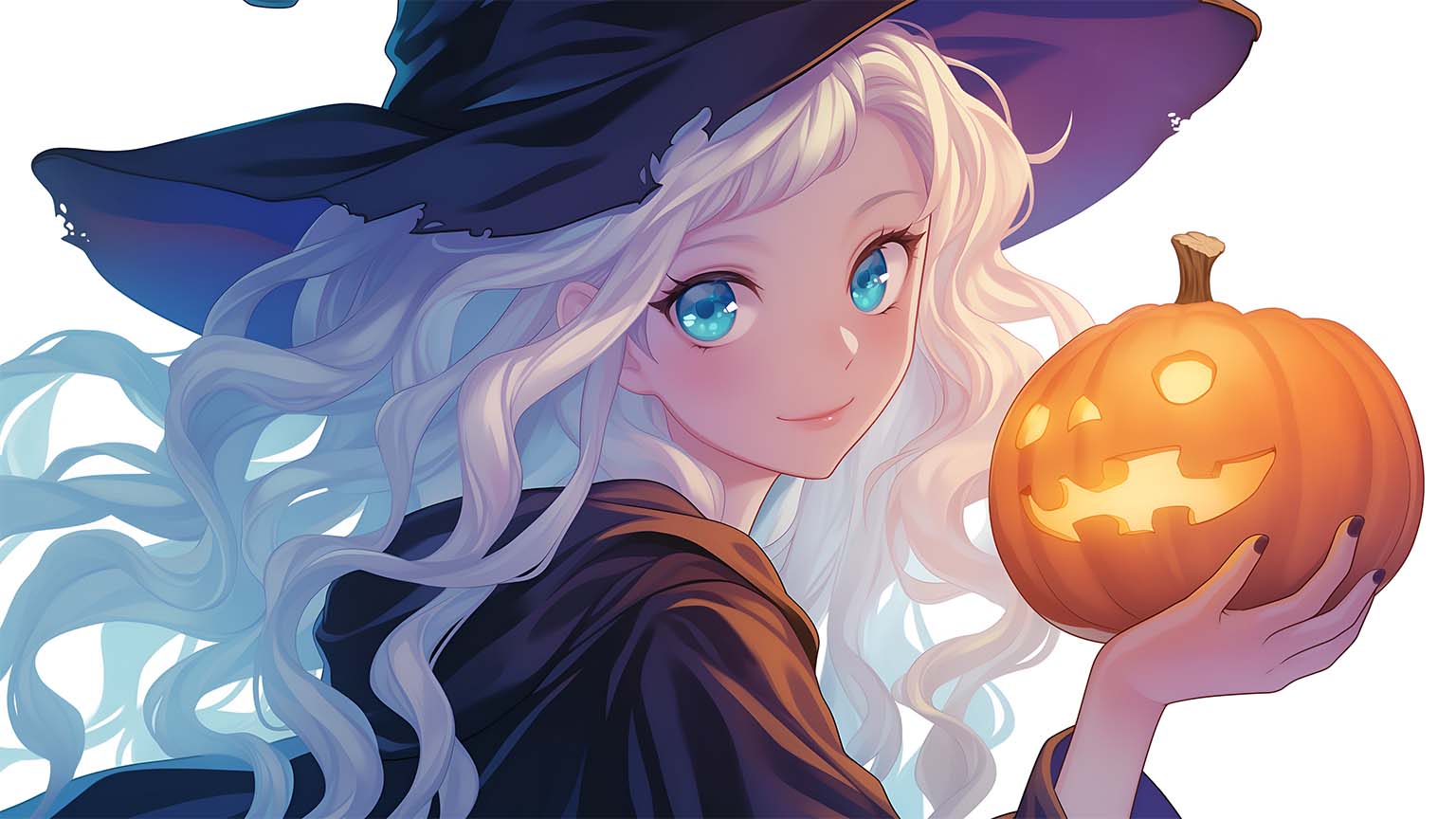 Cute Anime Girl Halloween Desktop Wallpaper Background 4K