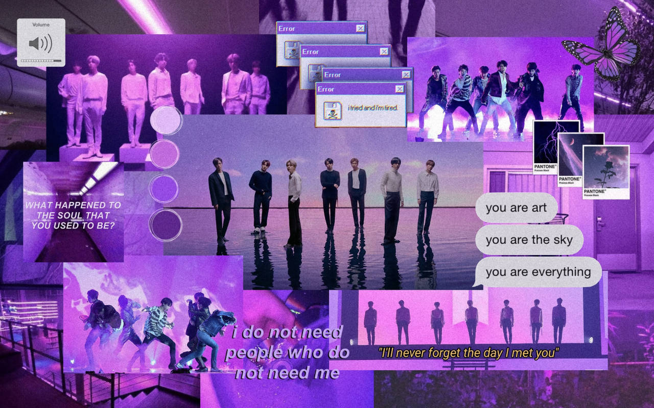 Download Bts Aesthetic Purple Collage Wallpaper