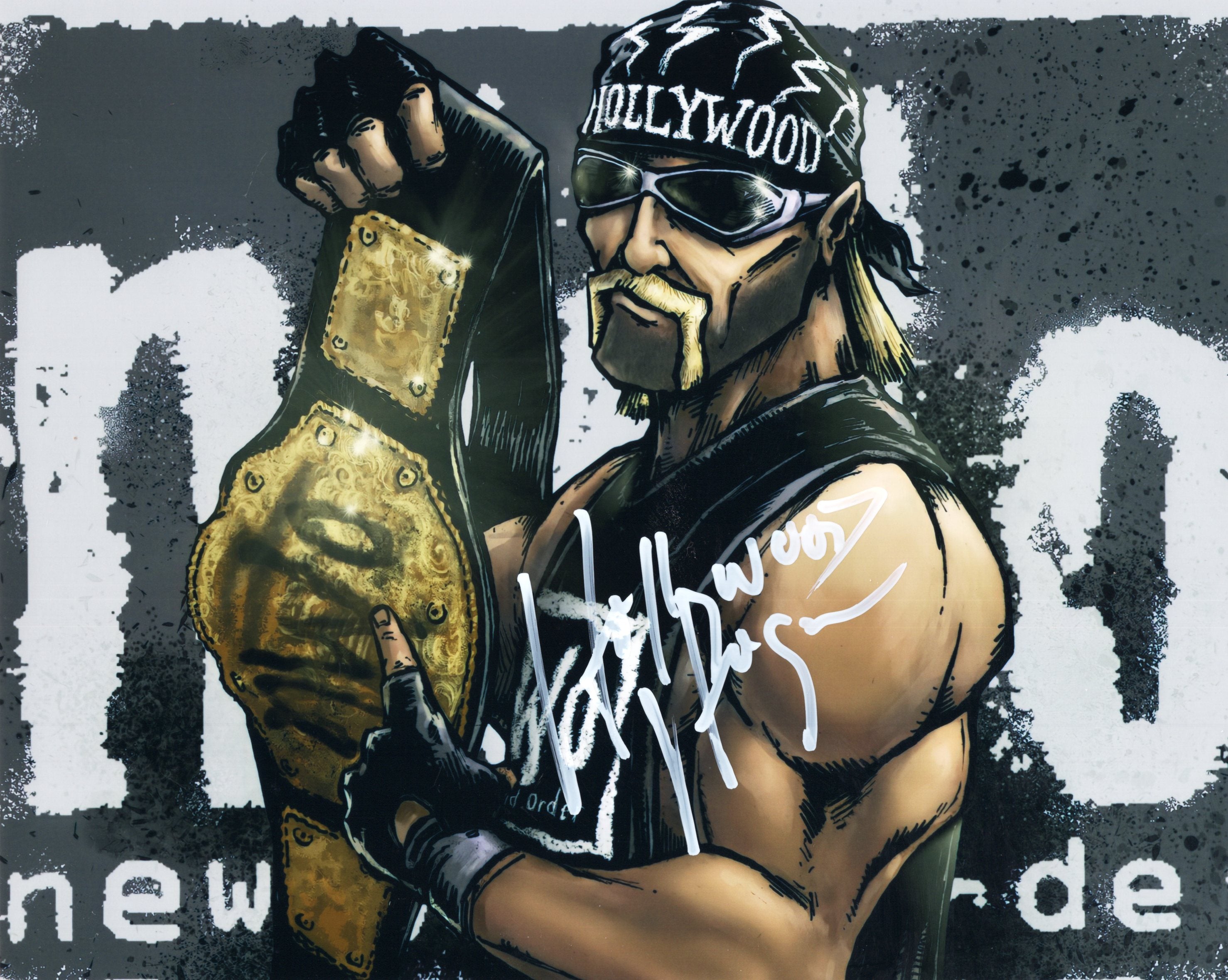 Hulk Hogan Funhouse NWO (metallic 8x10) Beach Shop certed WWF WCW phot
