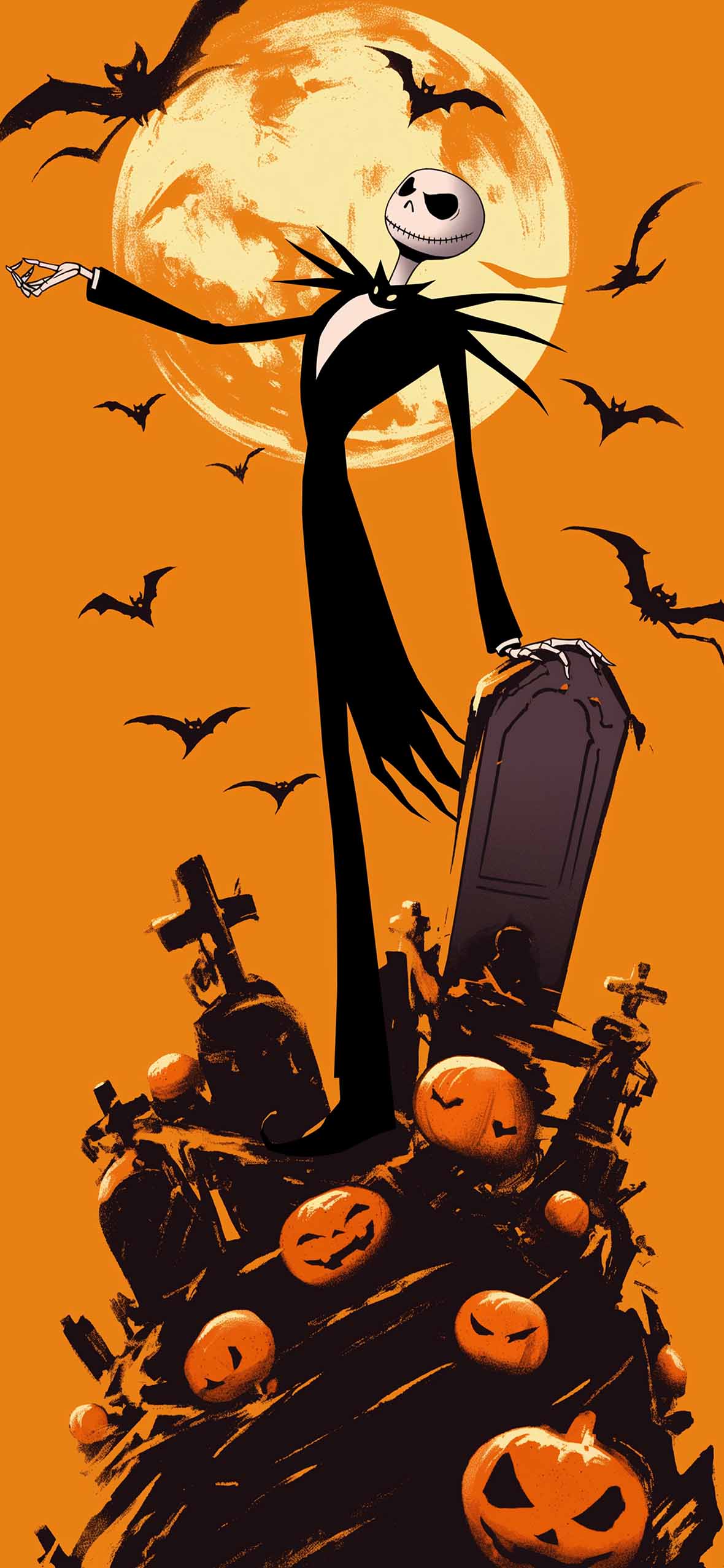 Jack Skellington Nightmare Before Christmas Orange Wallpaper