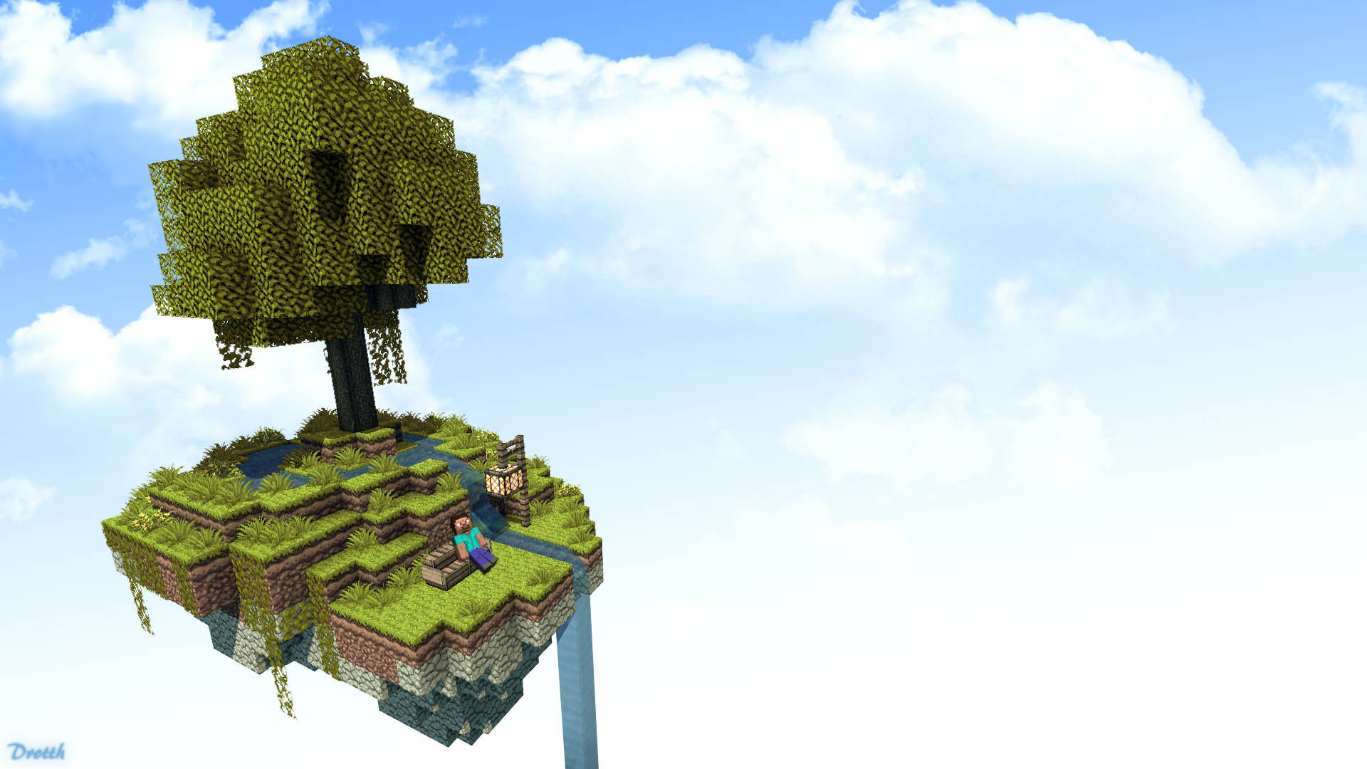 Download Explore the Infinite Possibilities of Minecraft on this Unique Floating Island Wallpaper