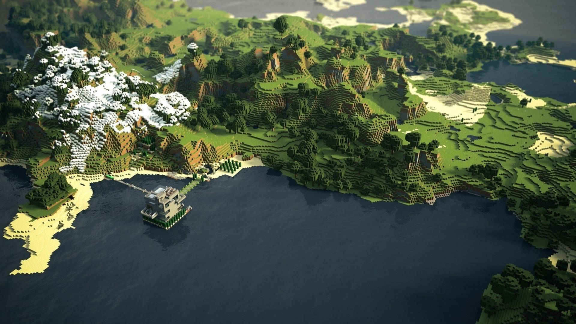 Download 4k Minecraft Island View Wallpaper