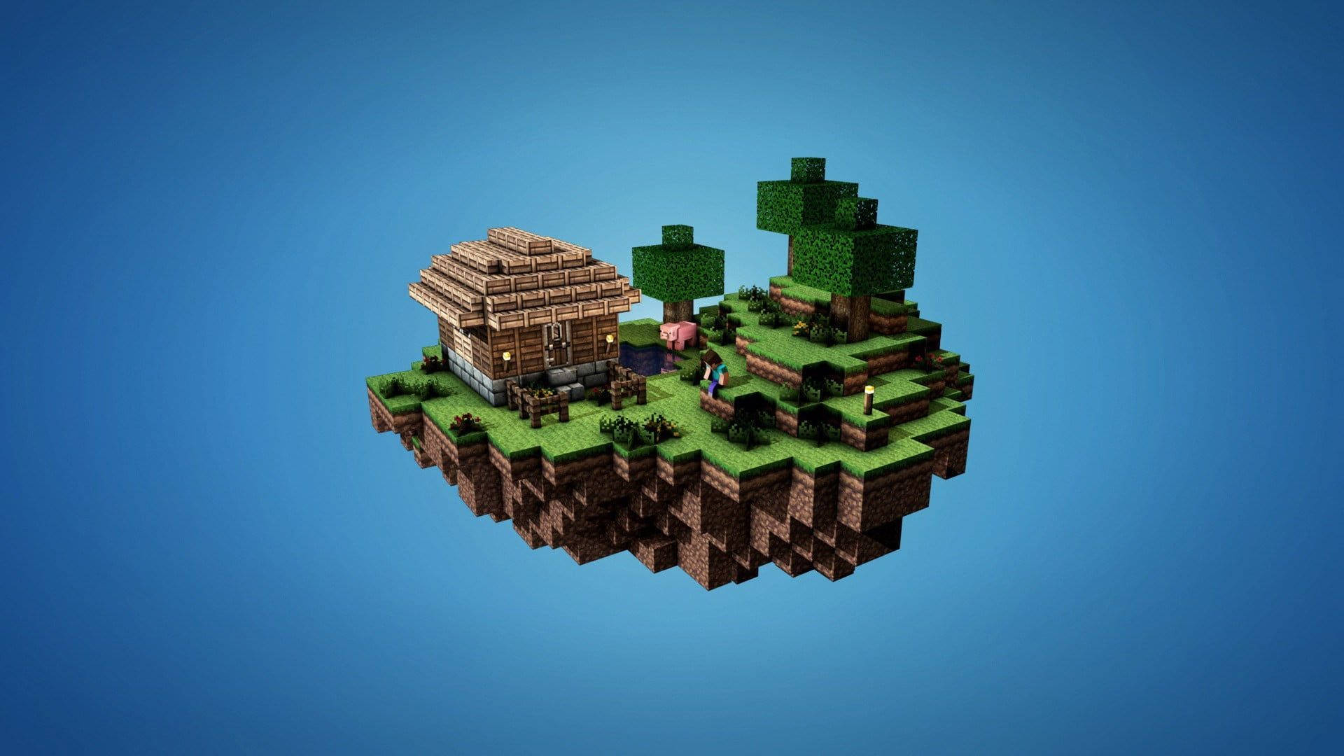 Download 'A Breathtaking Floating Island House in Minecraft' Wallpaper