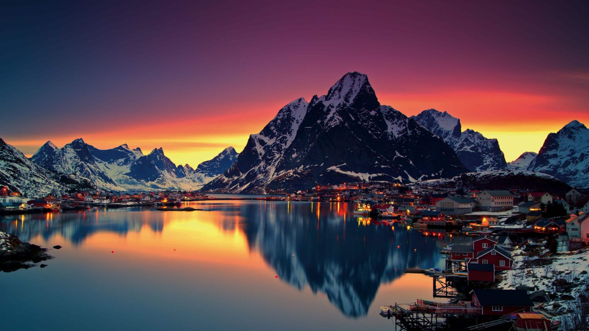 Nature Lofoten Islands Norway Europe Mountains Sea Water Sun