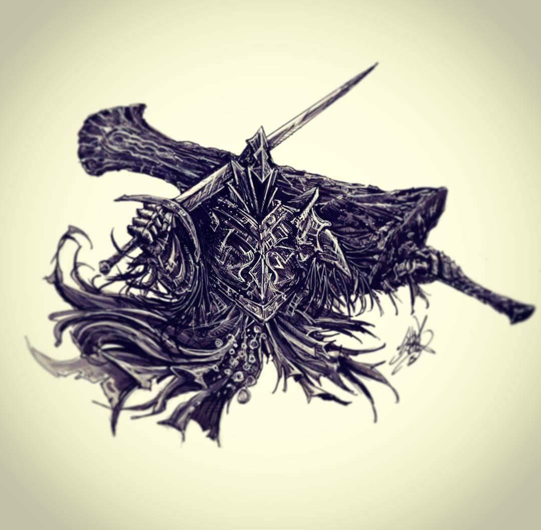 John Devlin Day 12 Fume Knight (Raime's set) #inktober #darksouls2