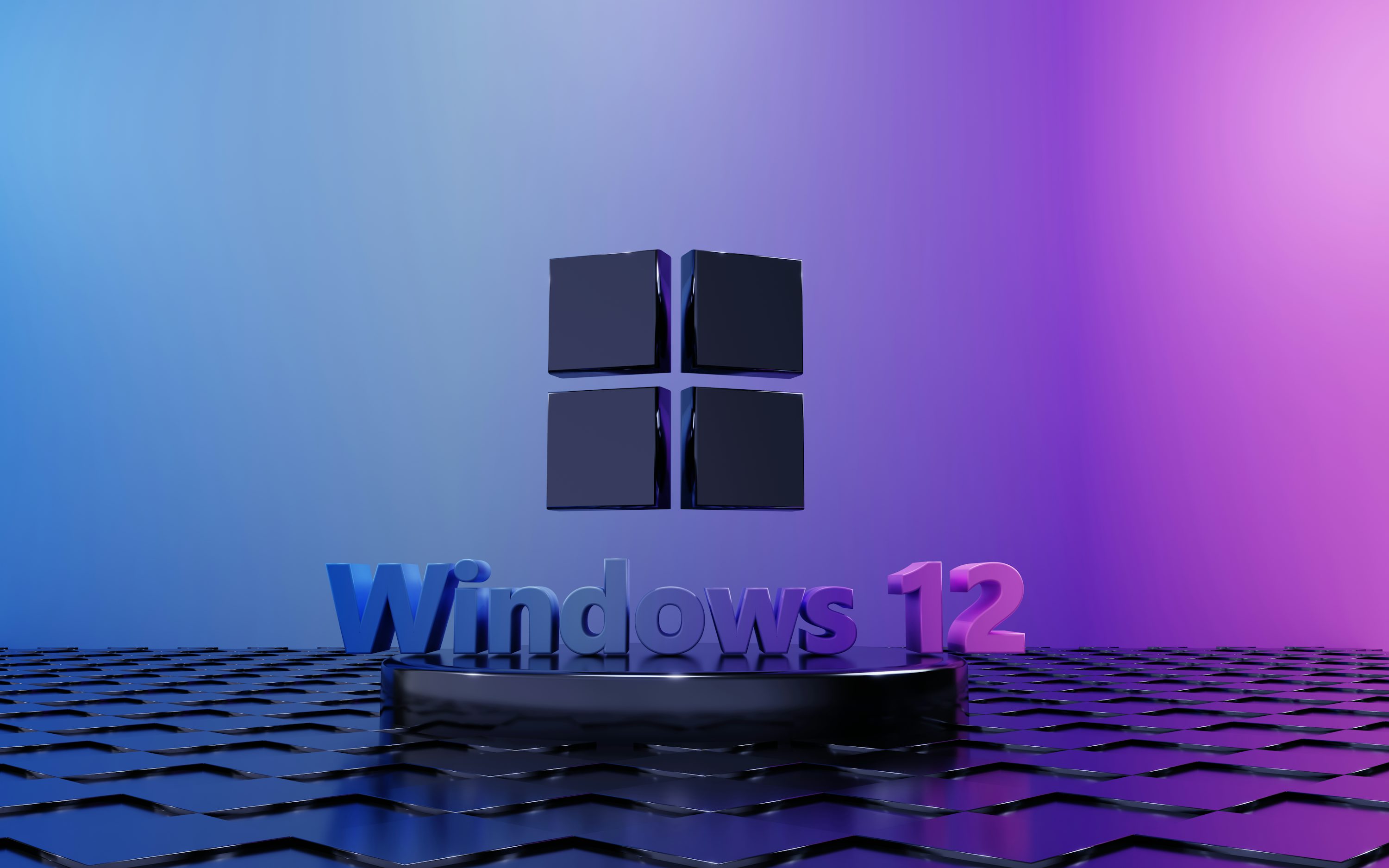 A purple and blue room with windows 12 on the wall photo