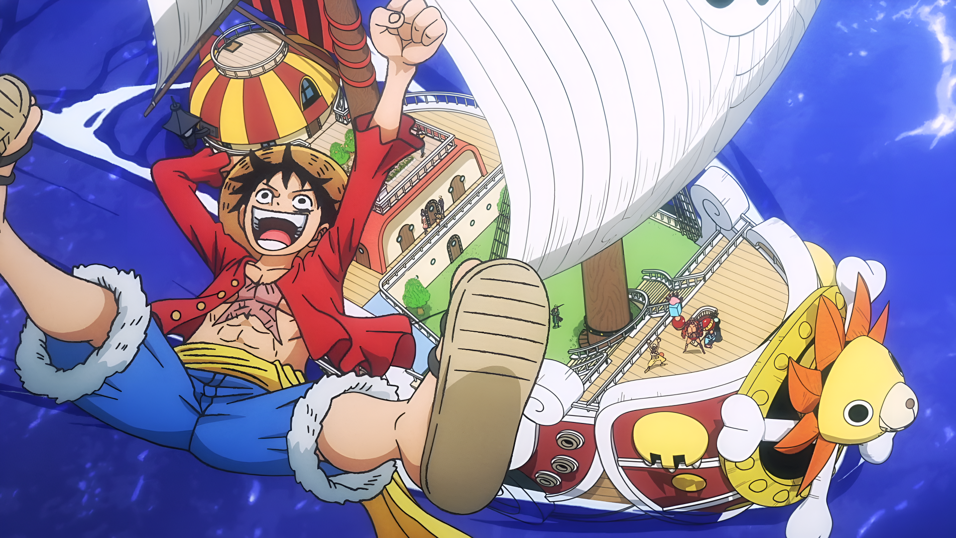 Download Anime One Piece Monkey D. Luffy Thousand Sunny 4k Ultra HD Wallpaper