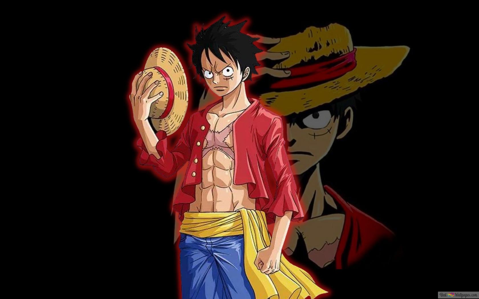 One Piece Anime Monkey D Luffy on Rage 4K wallpaper download