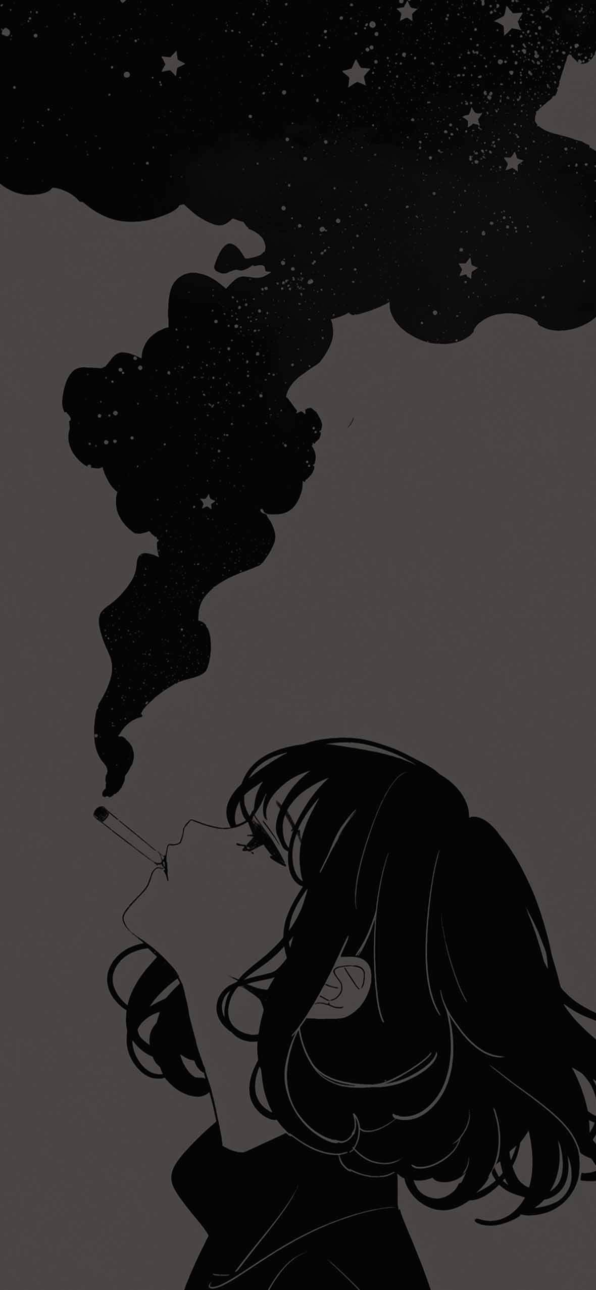 Galaxy Smoke Girl Aesthetic Wallpaper Phone Wallpaper