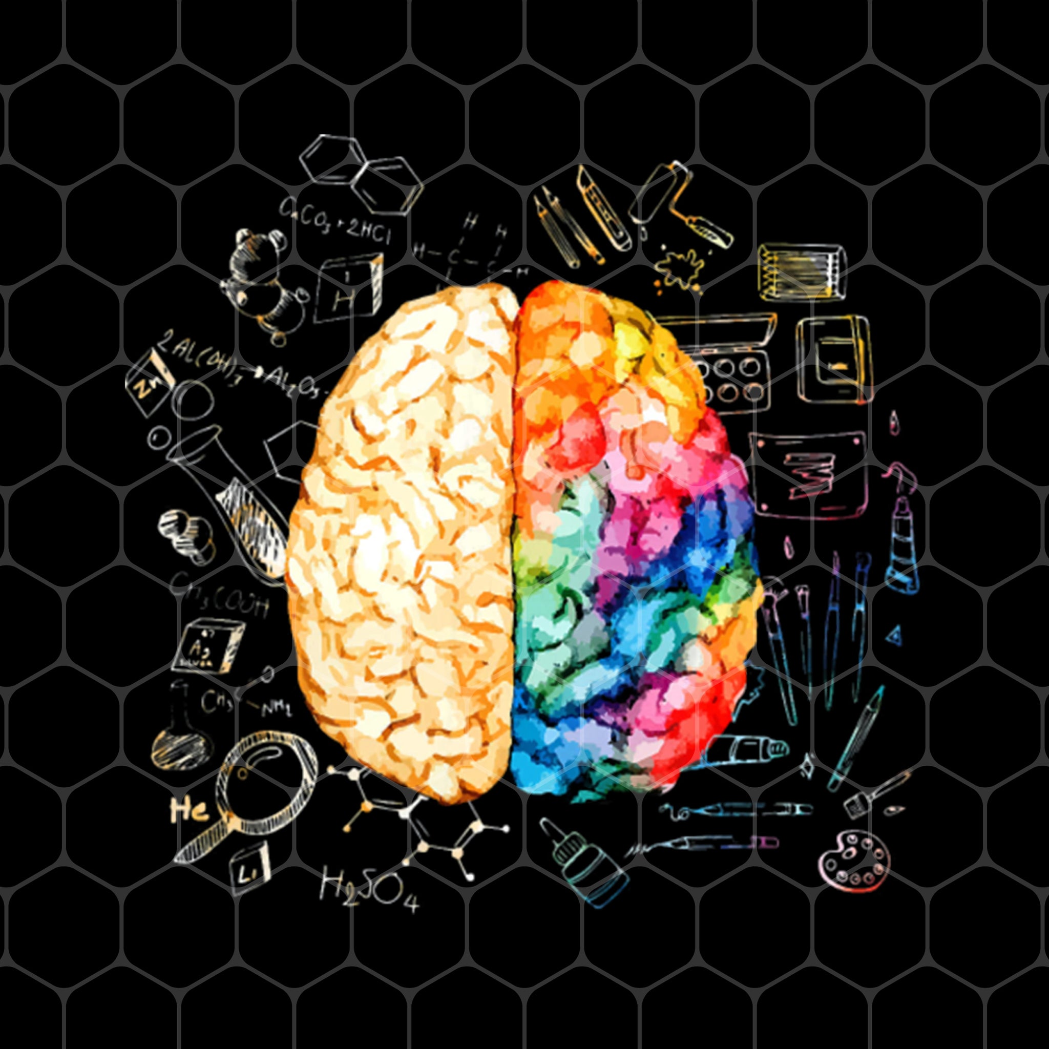 Colorful Brain Science, Art Creative, Cool Brain, Swag Brain, Png Sublimation, Digital File
