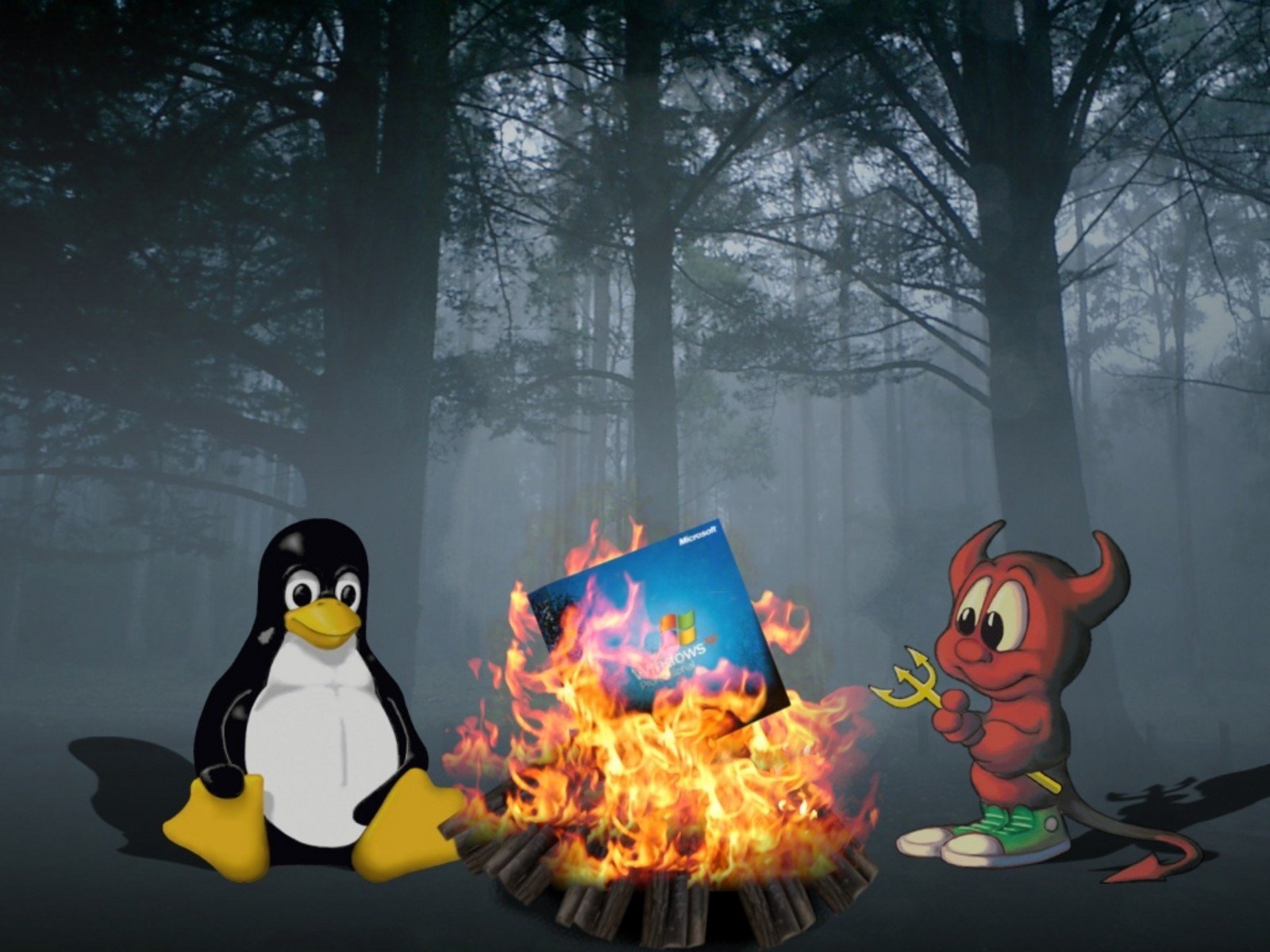 linux, Funny, Windows, Xp, Freebsd, Camp, Fire, Burning Wallpaper HD / Desktop and Mobile Background