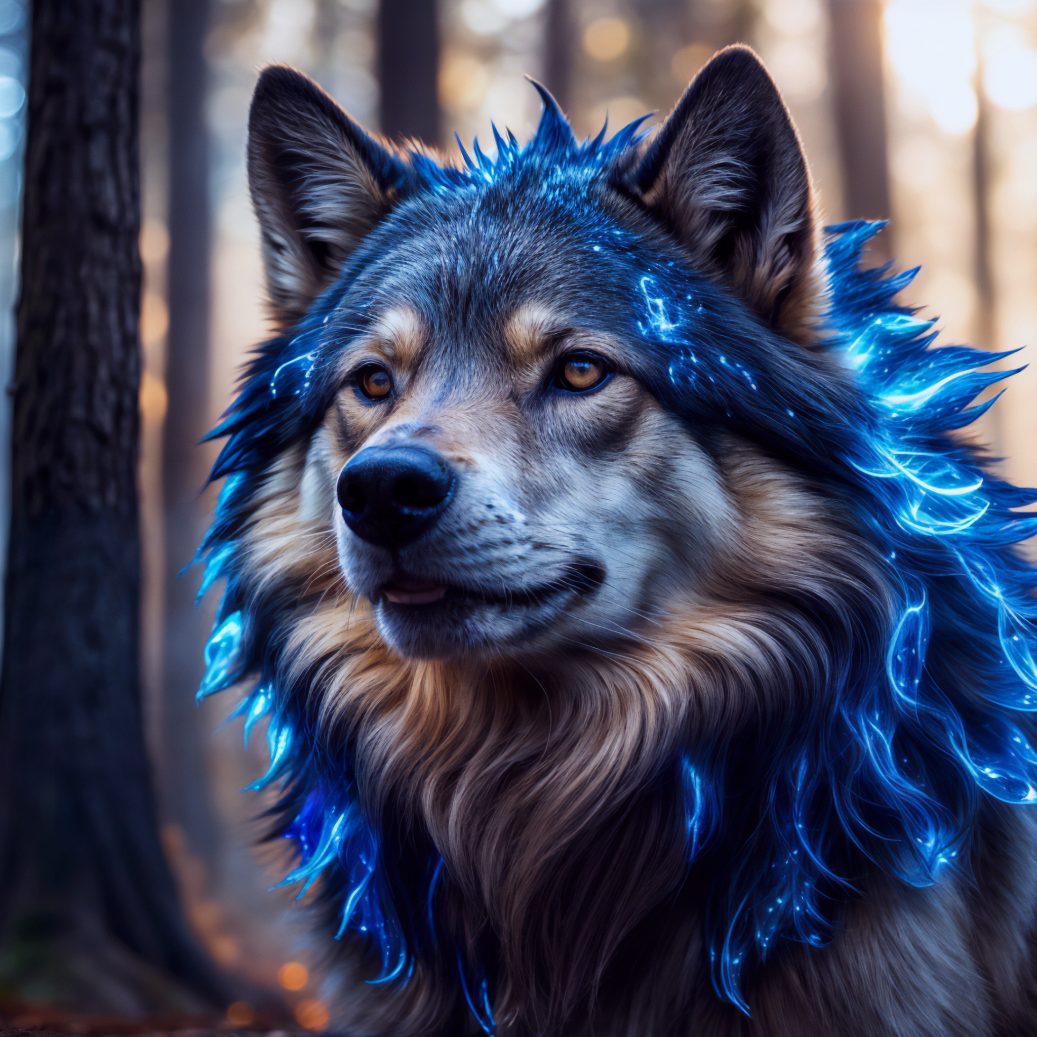 Wolfdog Wallpaper 4K, AI art, Mystical