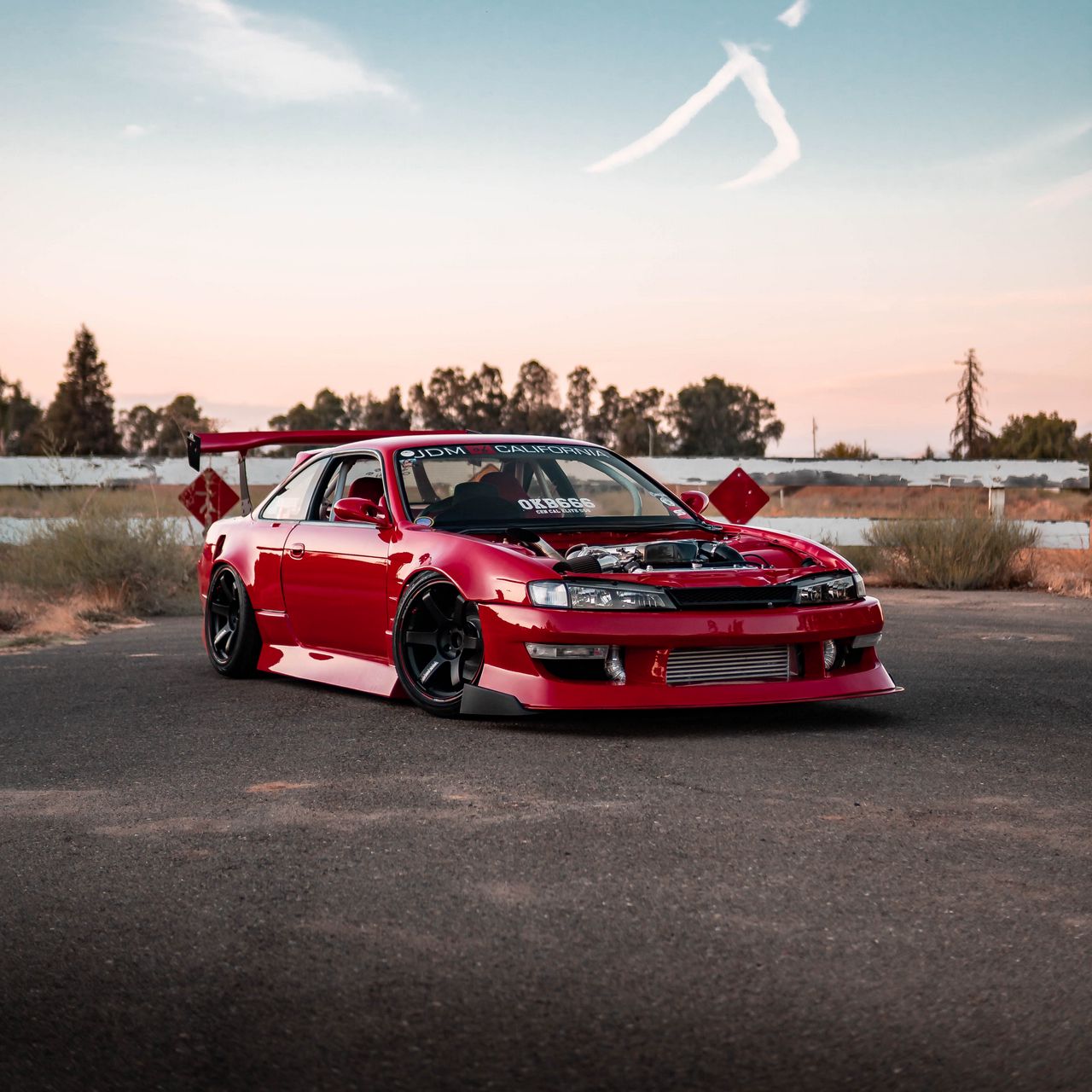 Download wallpaper 1280x1280 car, sportscar, red, tuning, side view ipad, ipad 2, ipad mini for parallax HD background