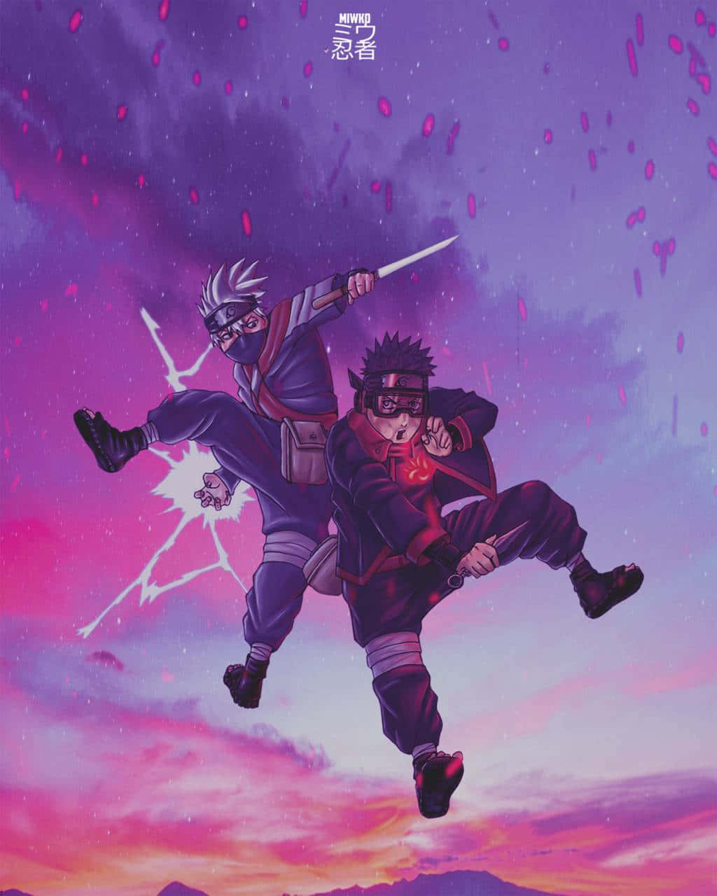 Download Kakashi And Obito On Sky Wallpaper
