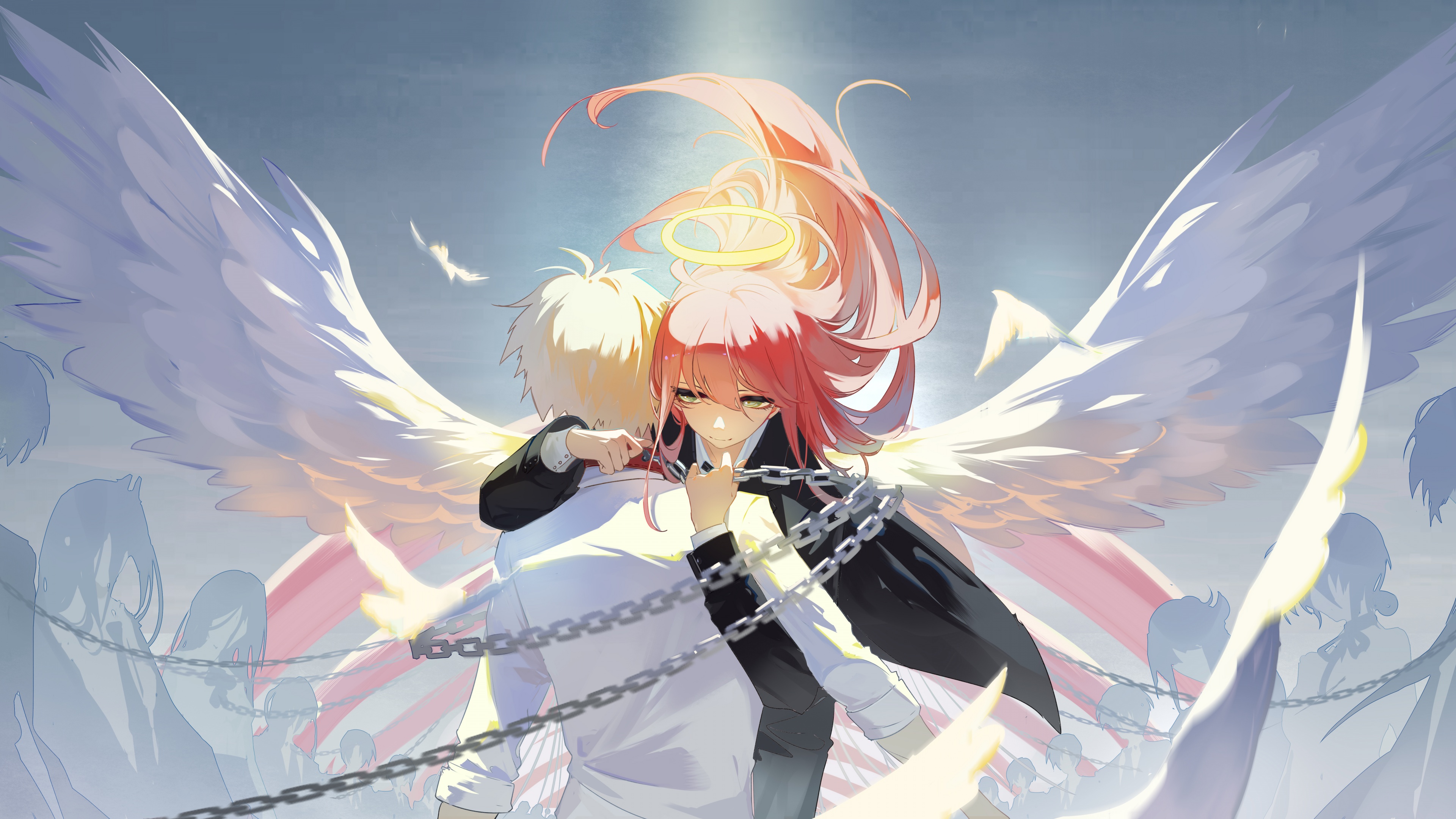 Makima Wallpaper 4K, Angel wings, Chainsaw Man