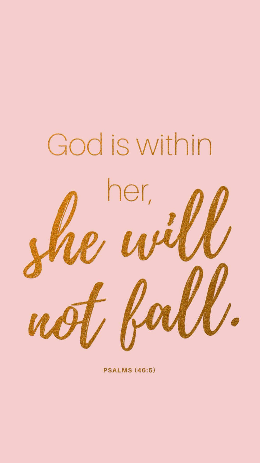Download A Pink Background With The Words God Is Within Her She Will Not Fall Wallpaper
