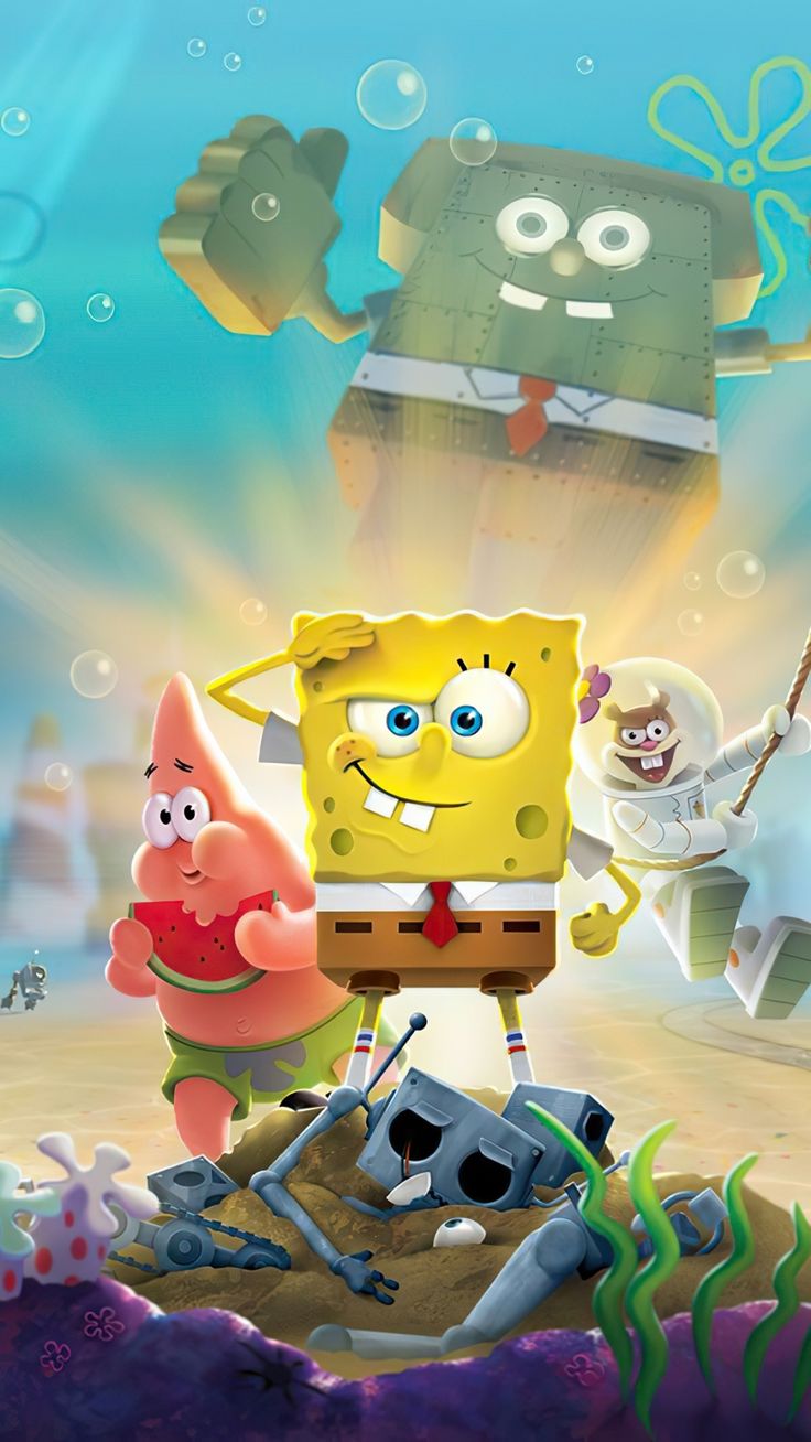 SpongeBob SquarePants, underwater, cartoon, 1080x1920 wallpaper