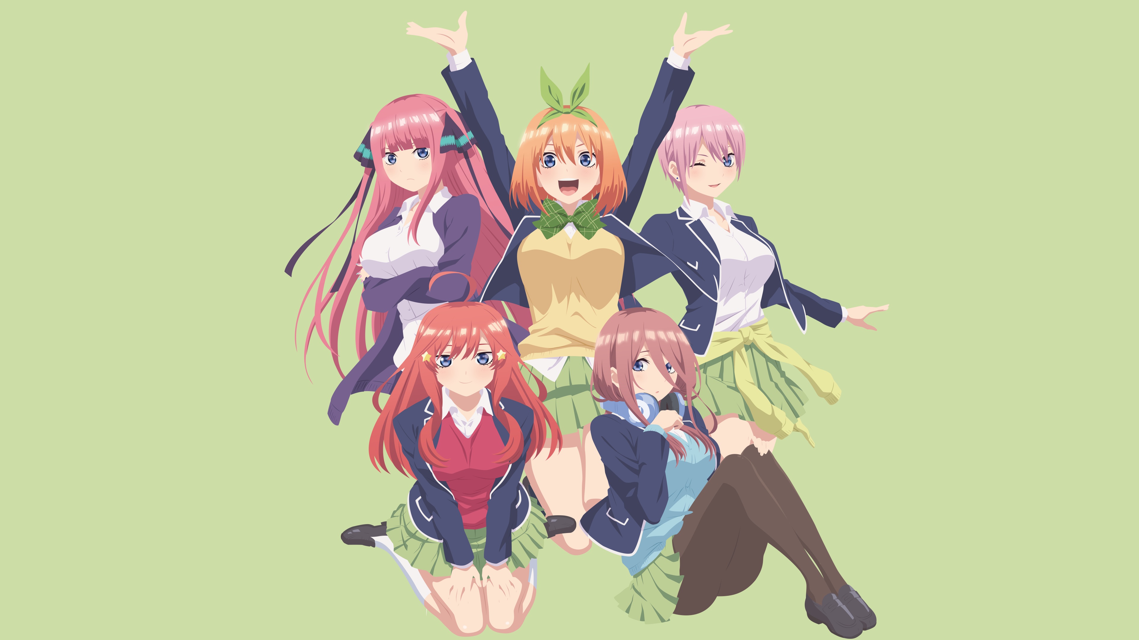 Phone wallpaper: Miku Nakano, Ichika Nakano, Yotsuba Nakano, Nino Nakano, Itsuki Nakano, The Quintessential Quintuplets, Anime 931286