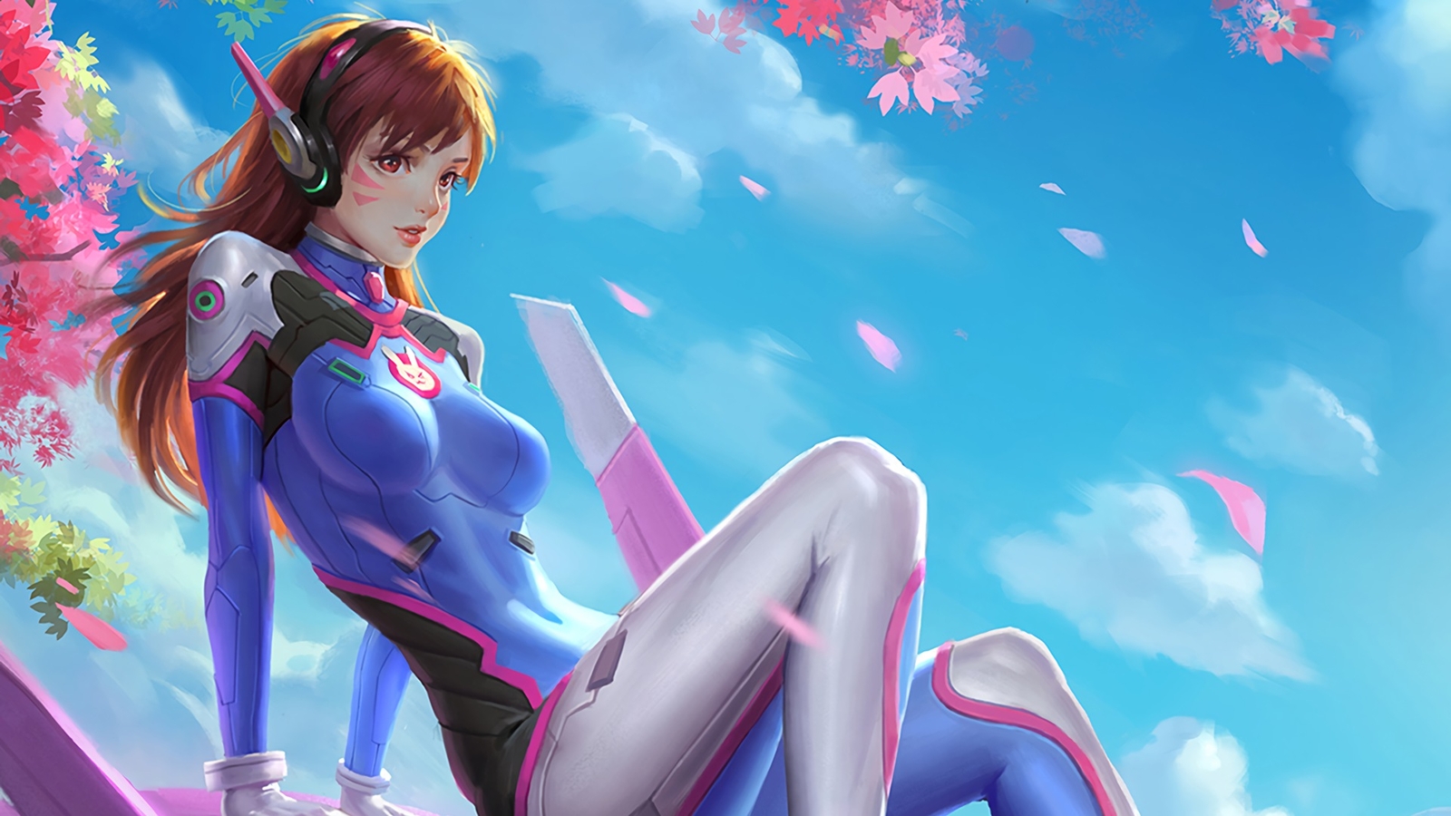 Anime overwatch dva girls sky red eyes pc Gaming Mat Guadeloupe
