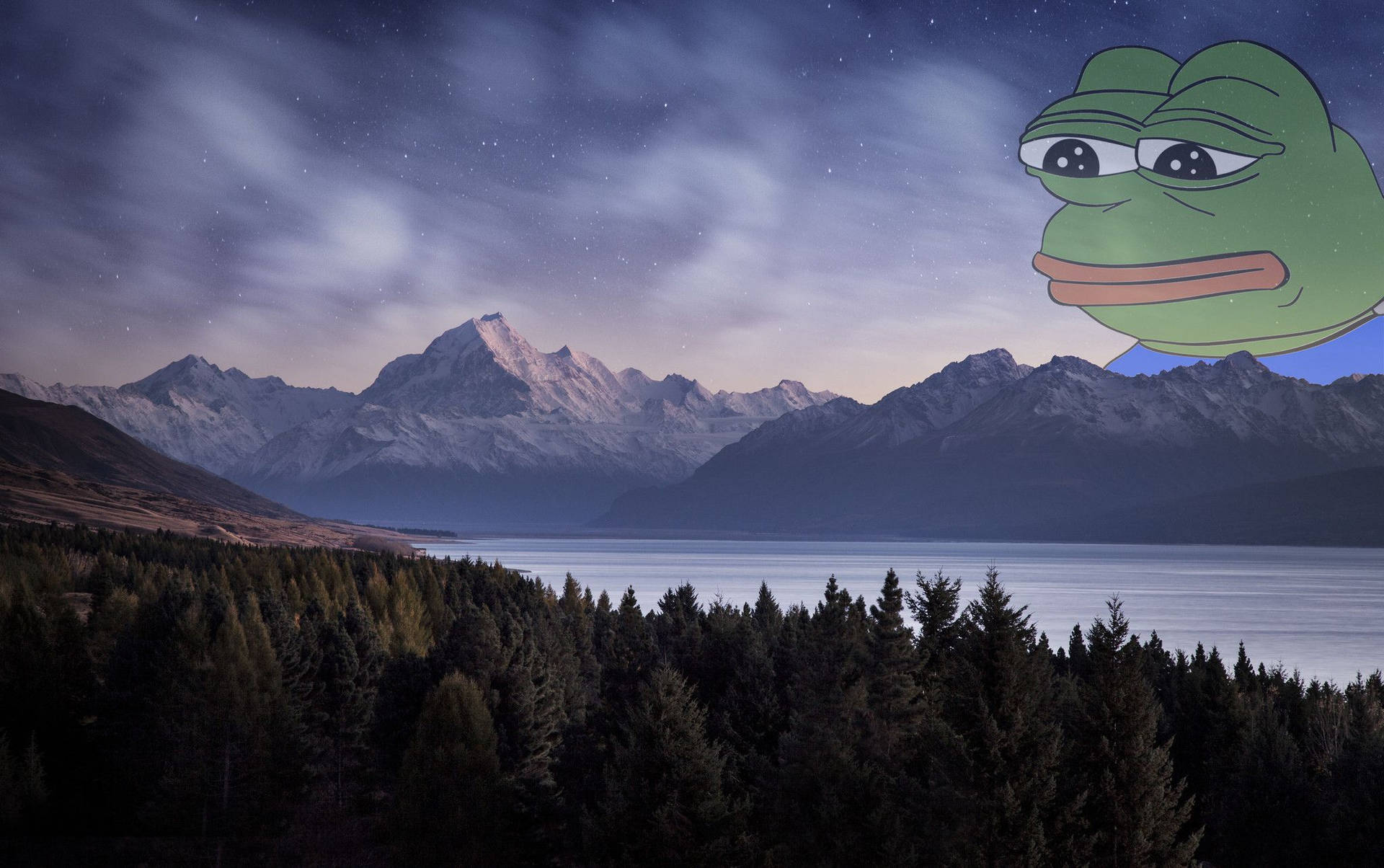 Download Sad Meme With Mountain View Wallpaper