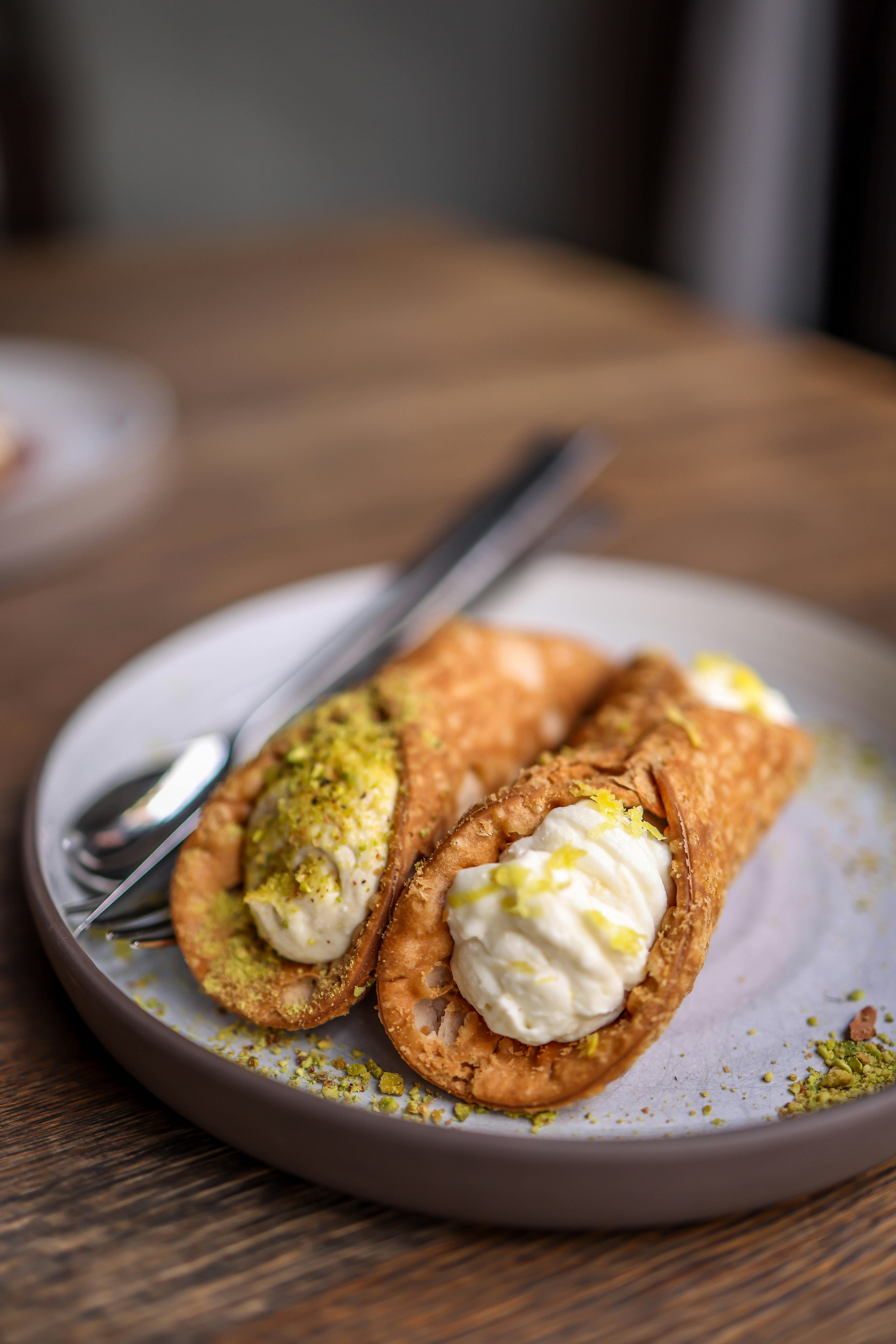 Sicilian Cannoli on White Plate · Free