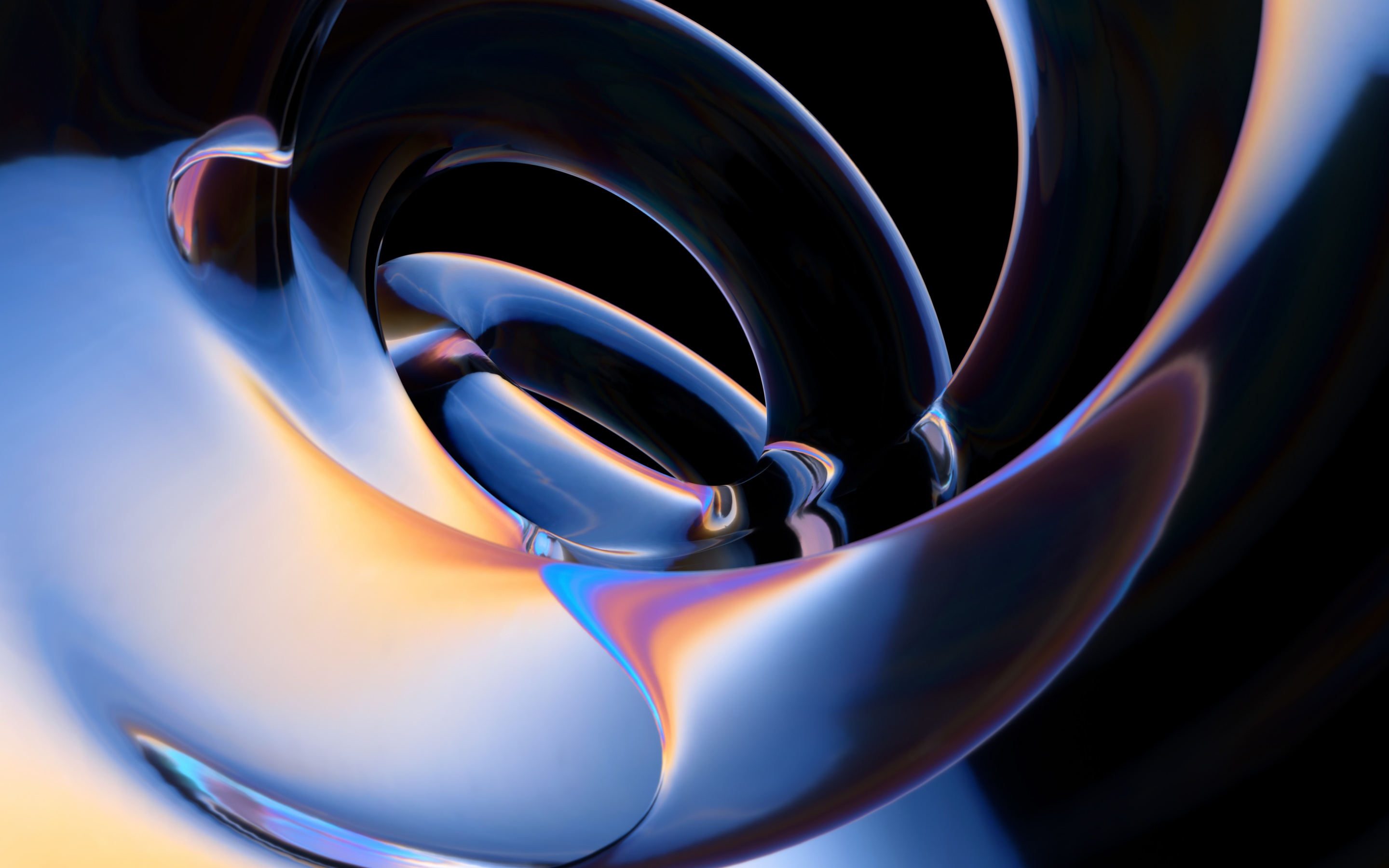 Glossy Wallpaper 4K, Black background, 3D Art