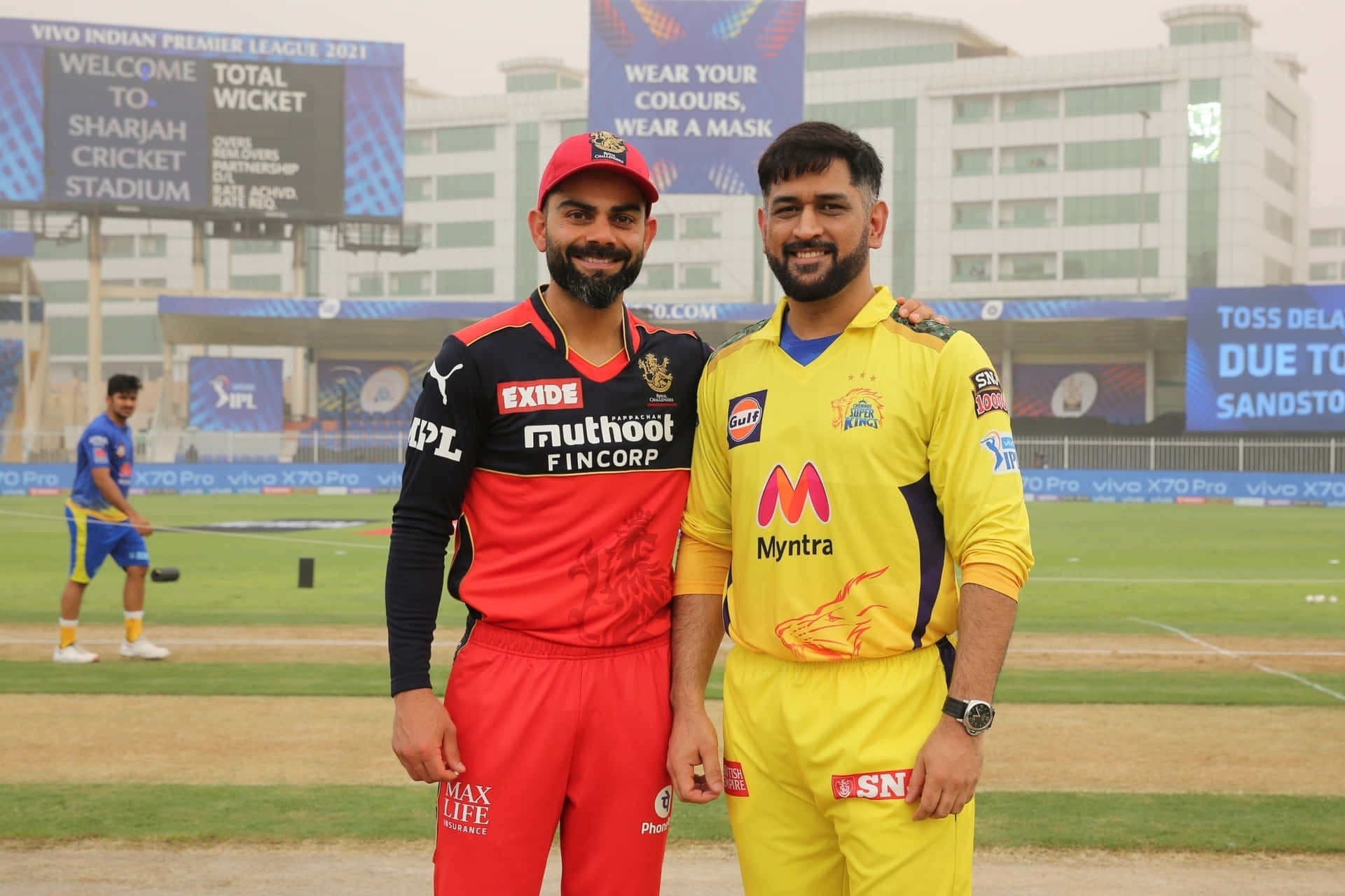 Download Cricket Captains Virat Kohliand M S Dhoni I P L Wallpaper