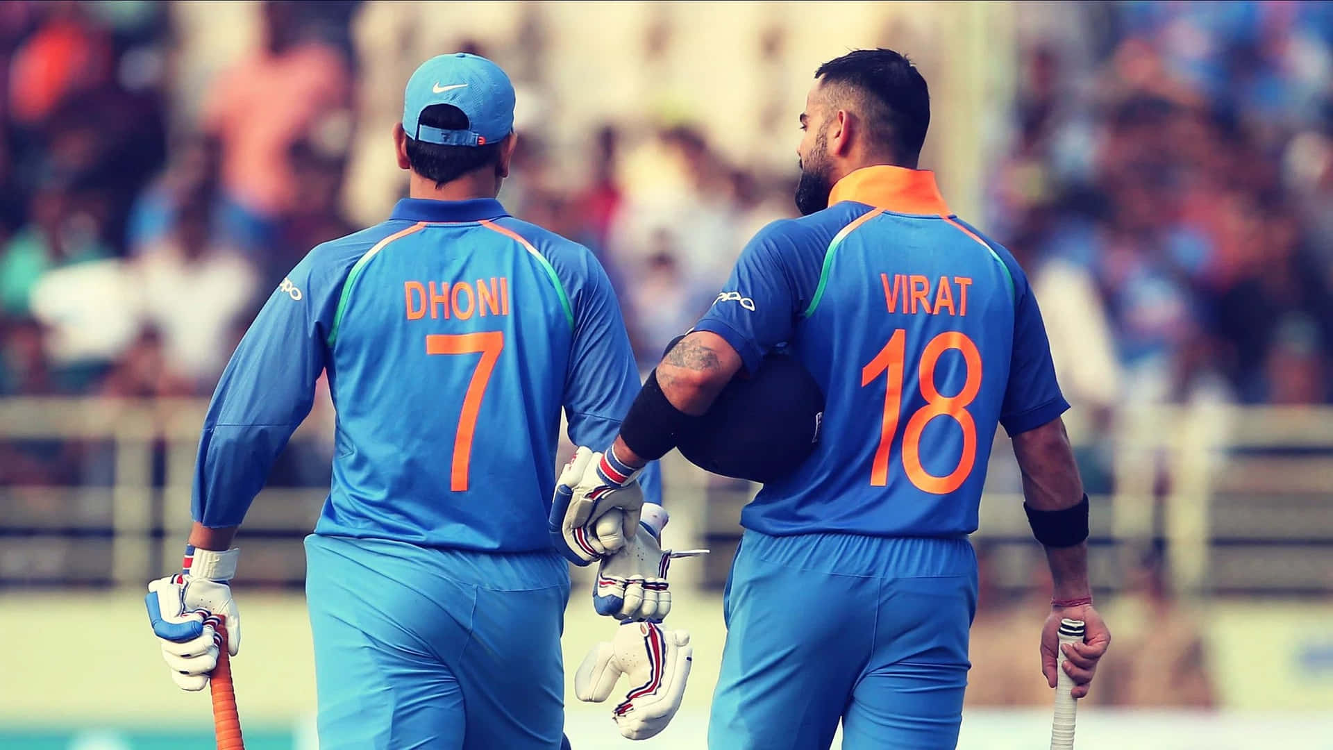 Download Dhoniand Virat Cricket Partnership Wallpaper