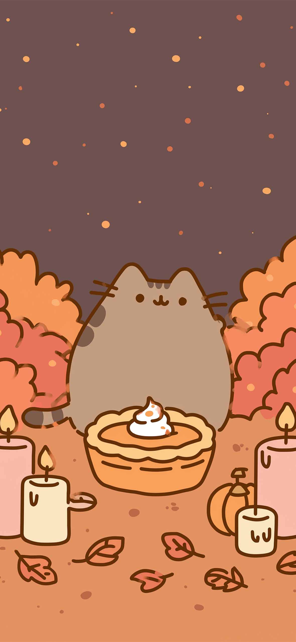 Pusheen Pumpkin Pie Aesthetic Fall Wallpaper