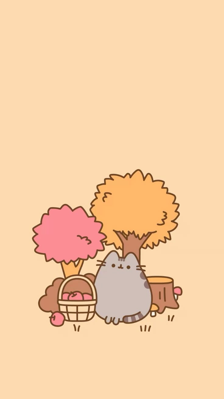 Pusheen Fall iPhone Wallpaper