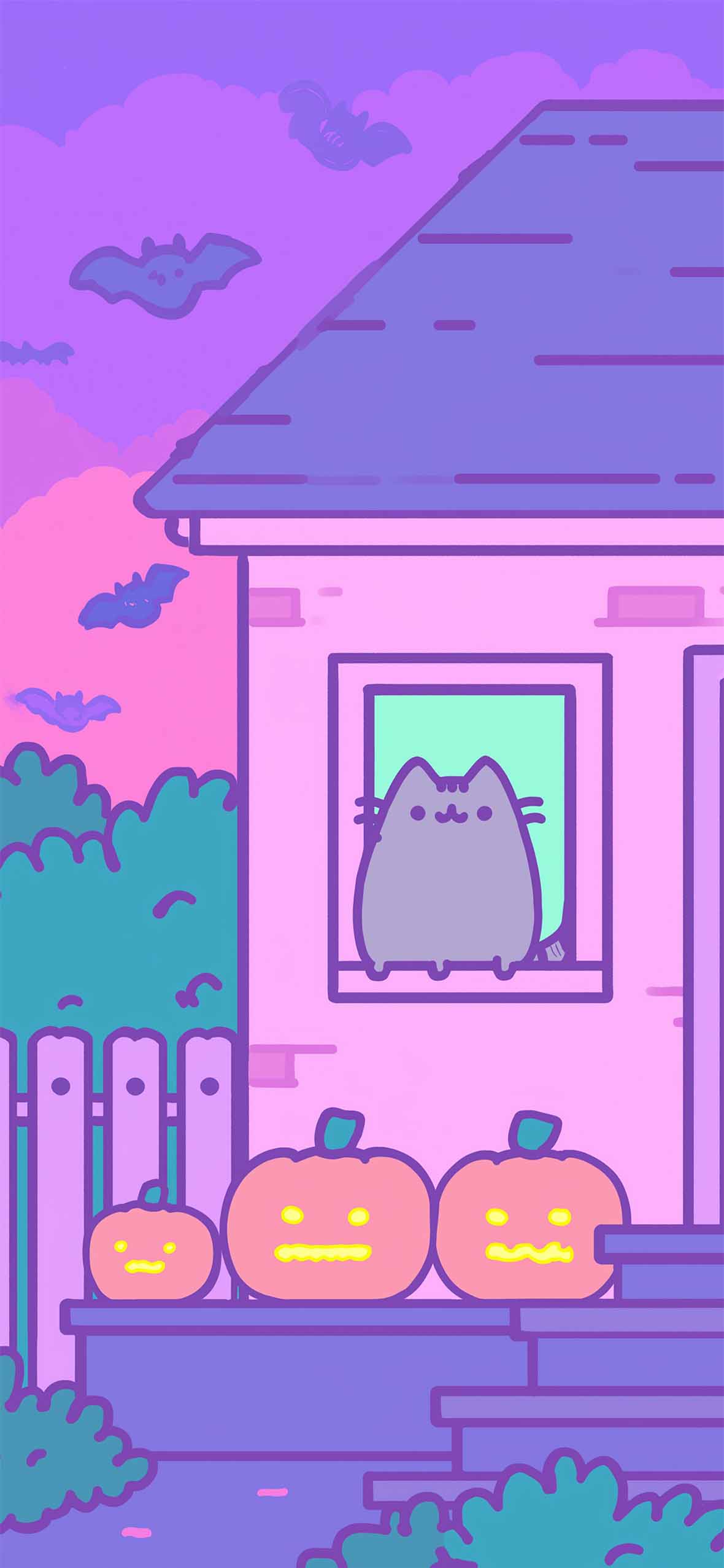 Pusheen Halloween House Autumn Wallpaper