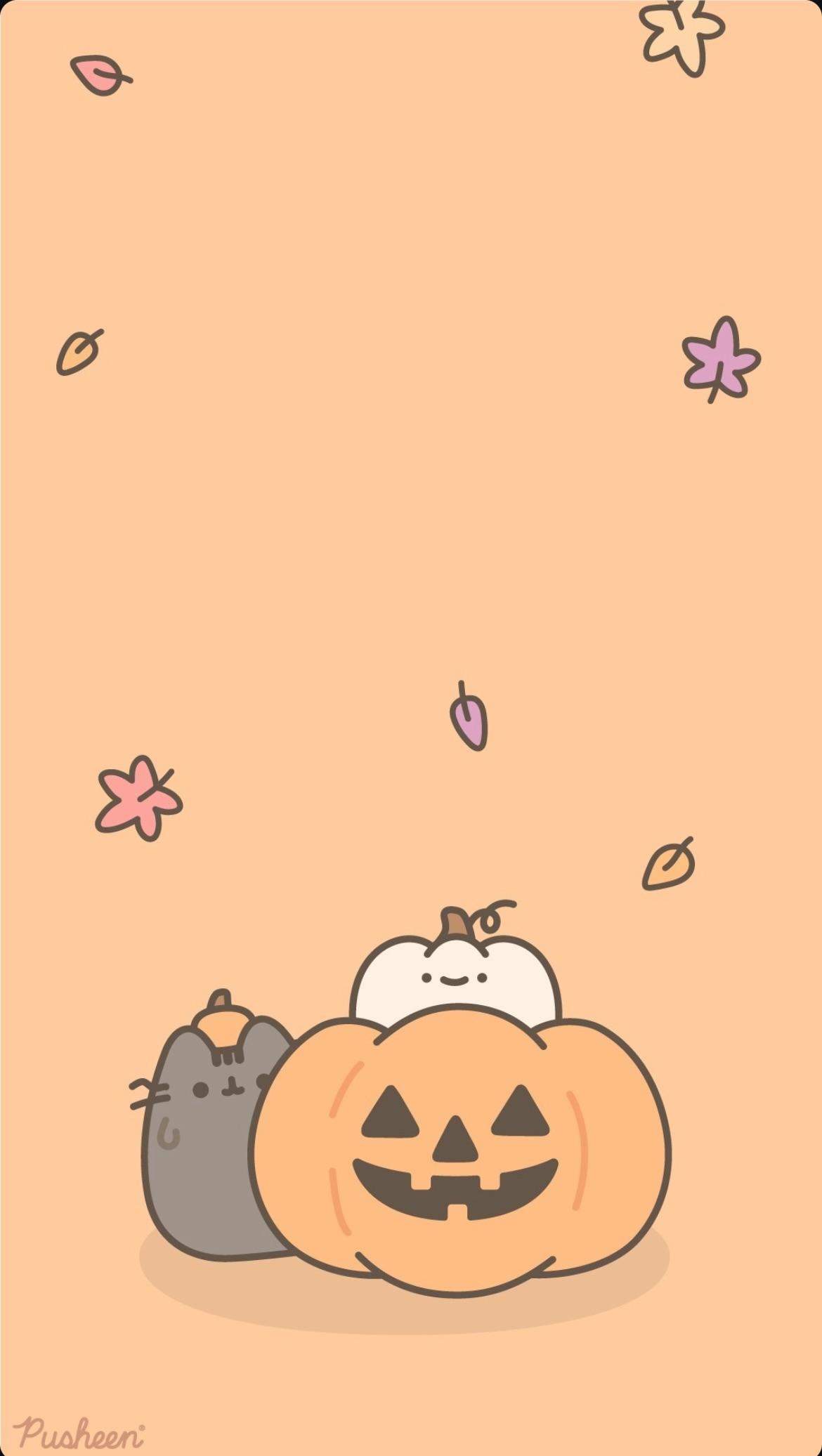 Spooky Pusheen Phone Wallpaper