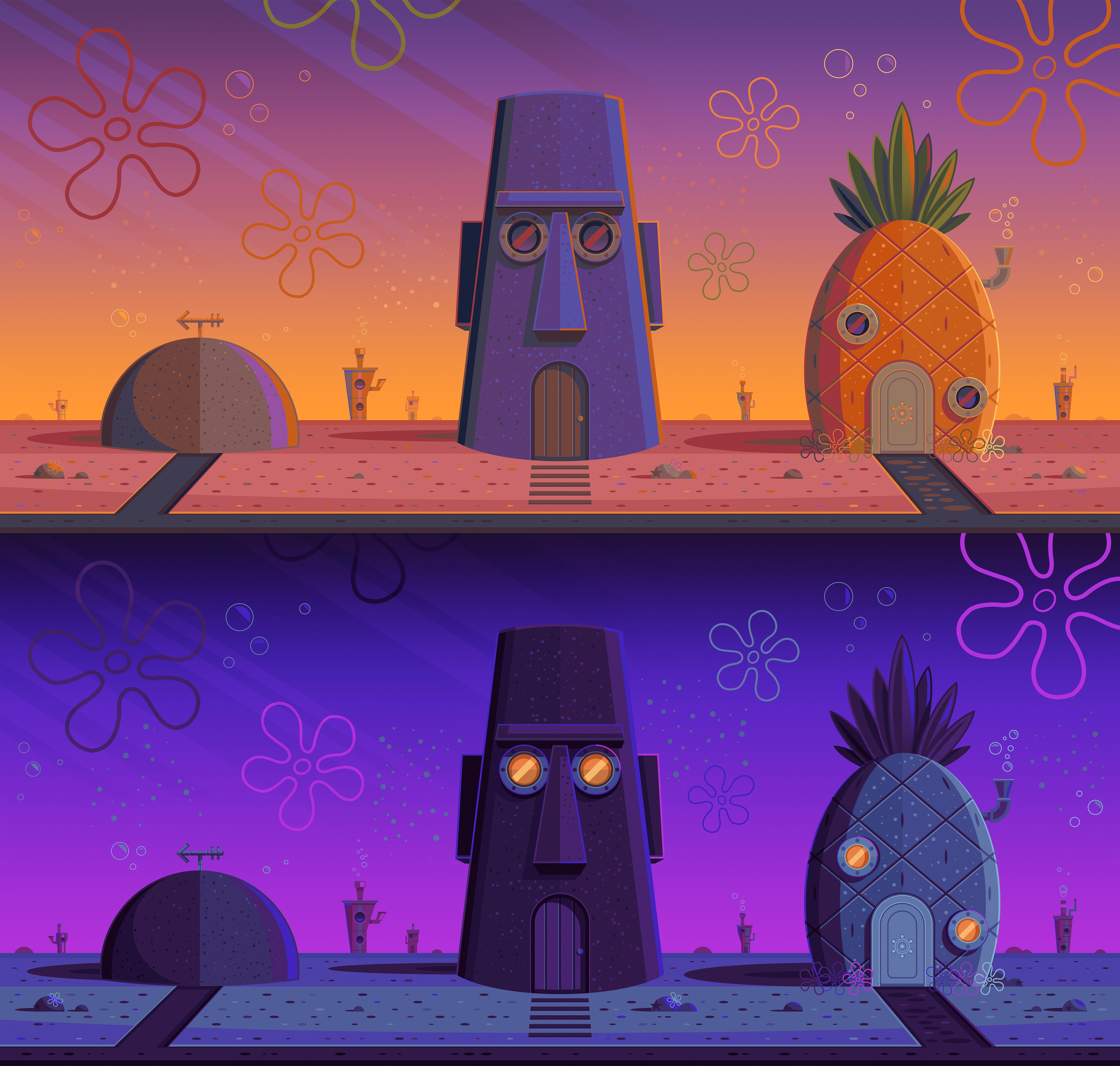 I drew the iconic Conch Street from SpongeBob!