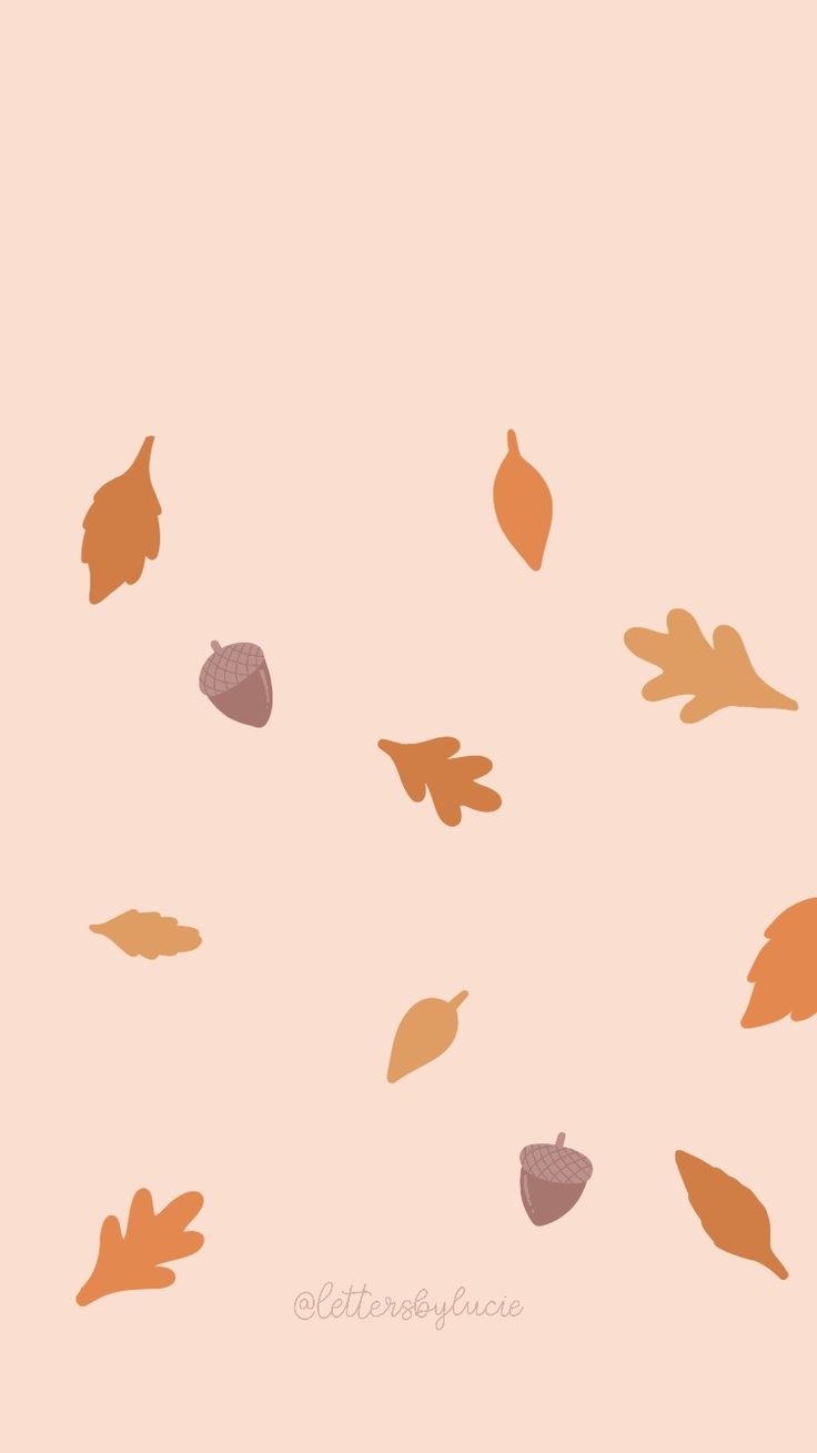 Autumn fall phone background, screensaver, lockscreen, homescreen, leaves, acorns, orange aesthetic
