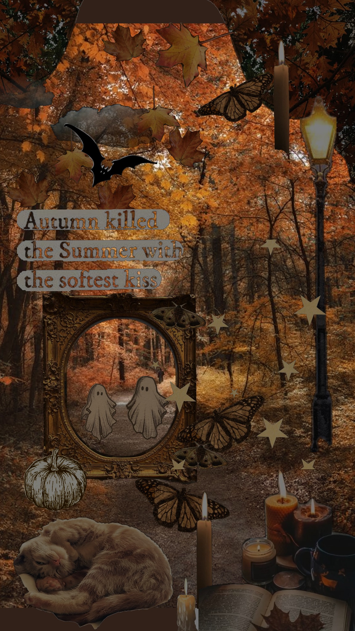 Aesthetic Autumn and Halloween Phone Wallpaper