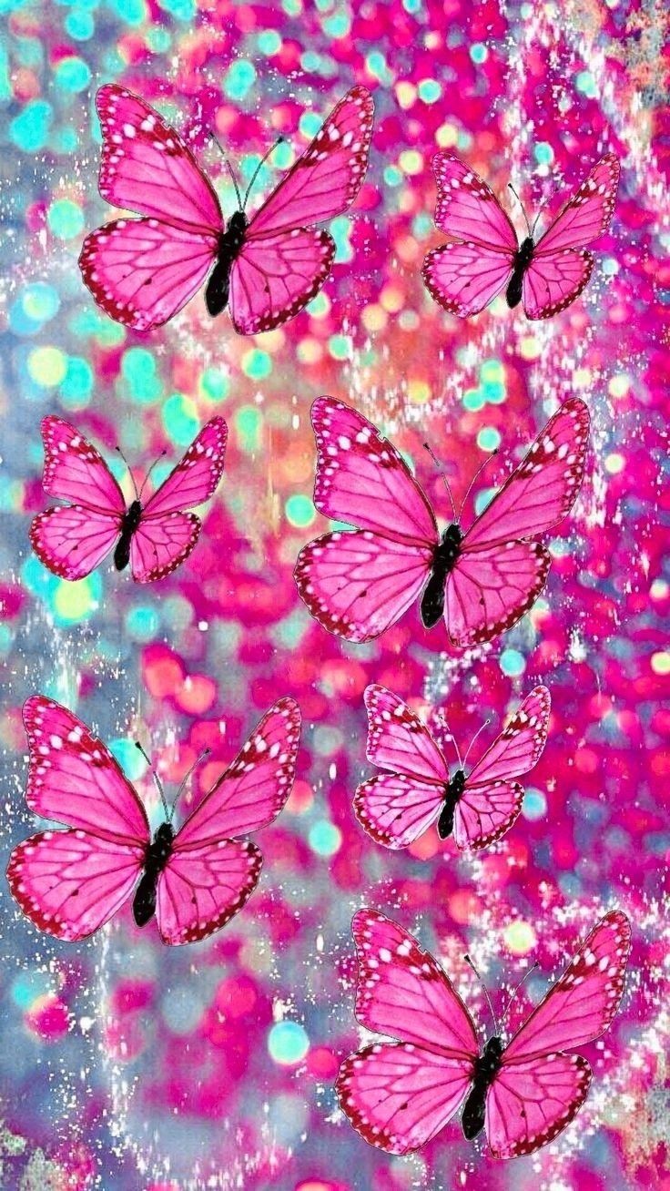 Cute Glitter Pink Butterfly Wallpapers - Wallpaper Cave, image size:736x1308