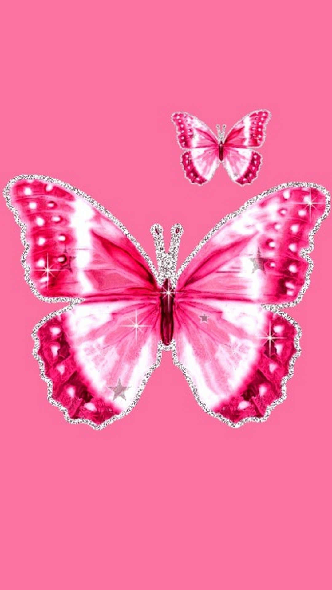 Download Two Pink Glitter Butterfly Wallpaper
