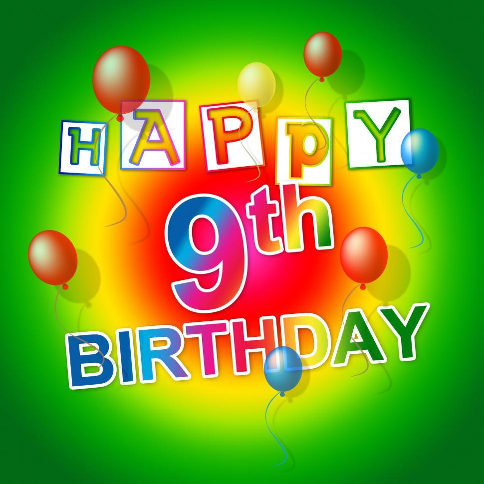 Free of Happy Birthday Represents Cheerful Ninth And Parties. Download Free Image and Free Illustrations