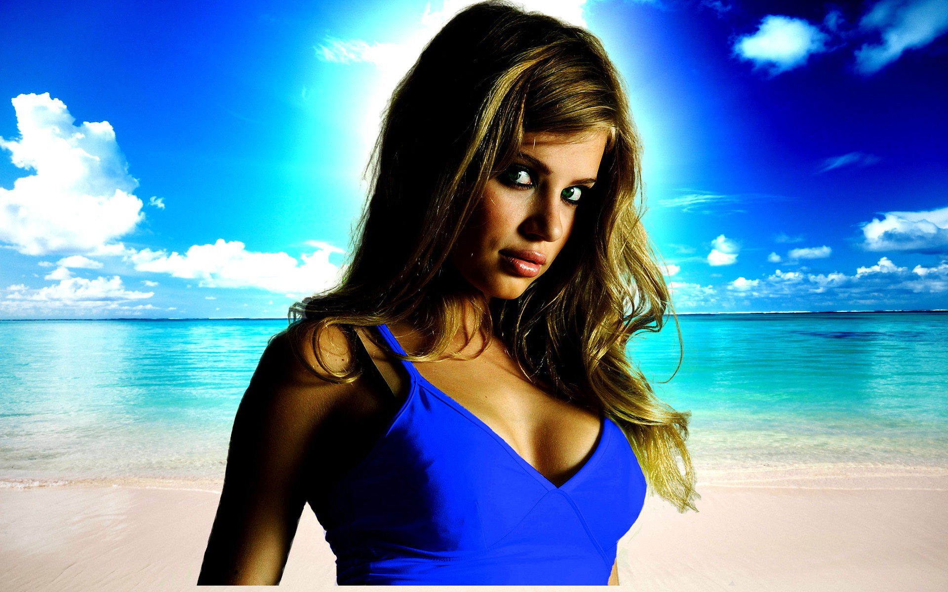 women, Sea, Xenia Tchoumitcheva, Beach, Curvy Women, Model Wallpaper HD / Desktop and Mobile Background