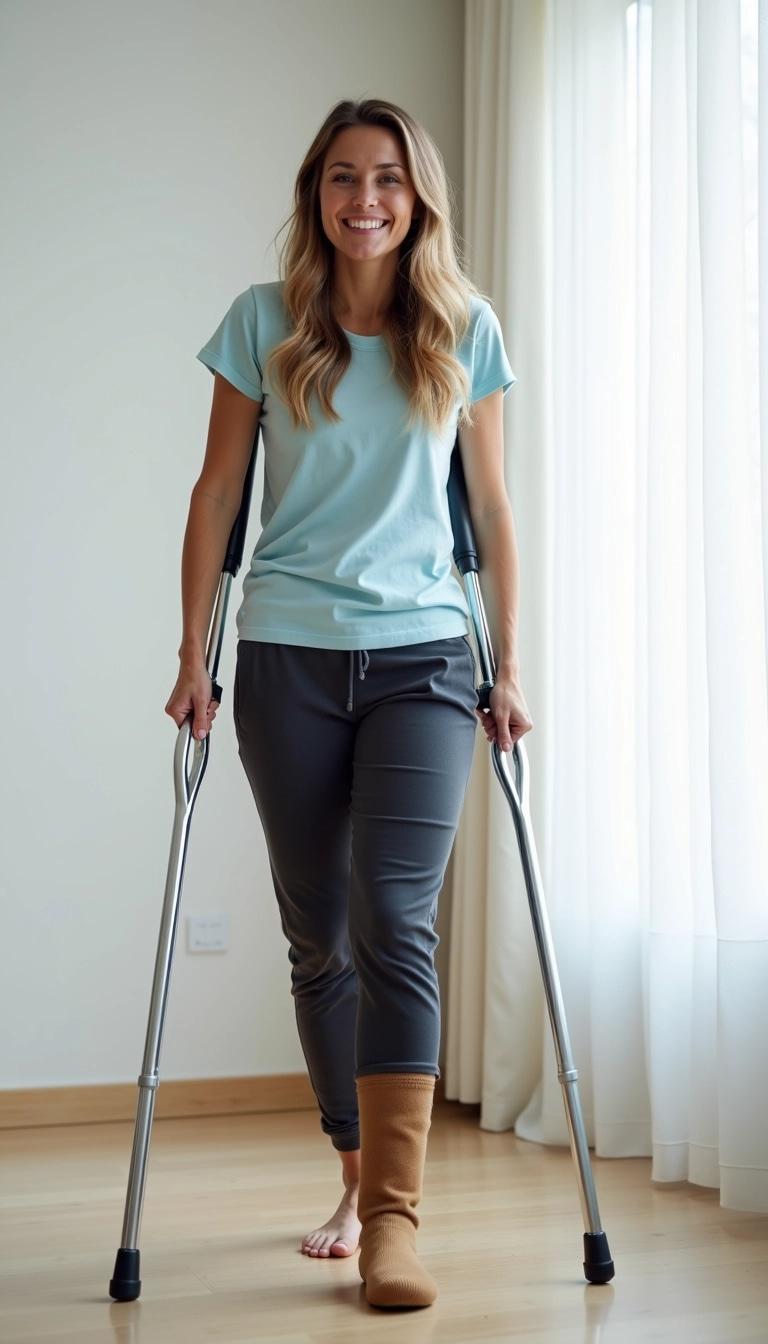 Woman On Crutches Image