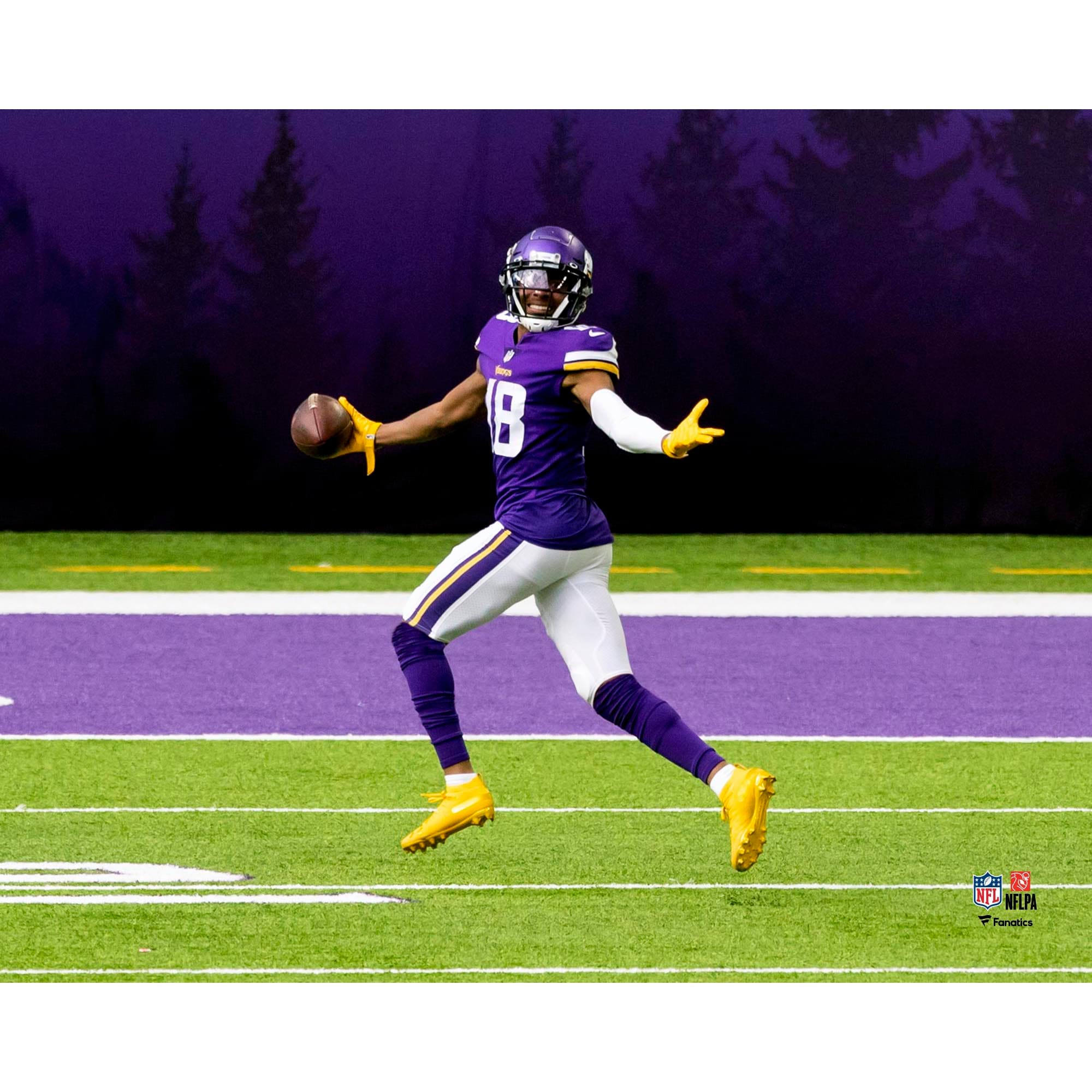 Justin Jefferson Minnesota Vikings Unsigned Running in Touchdown Photograph