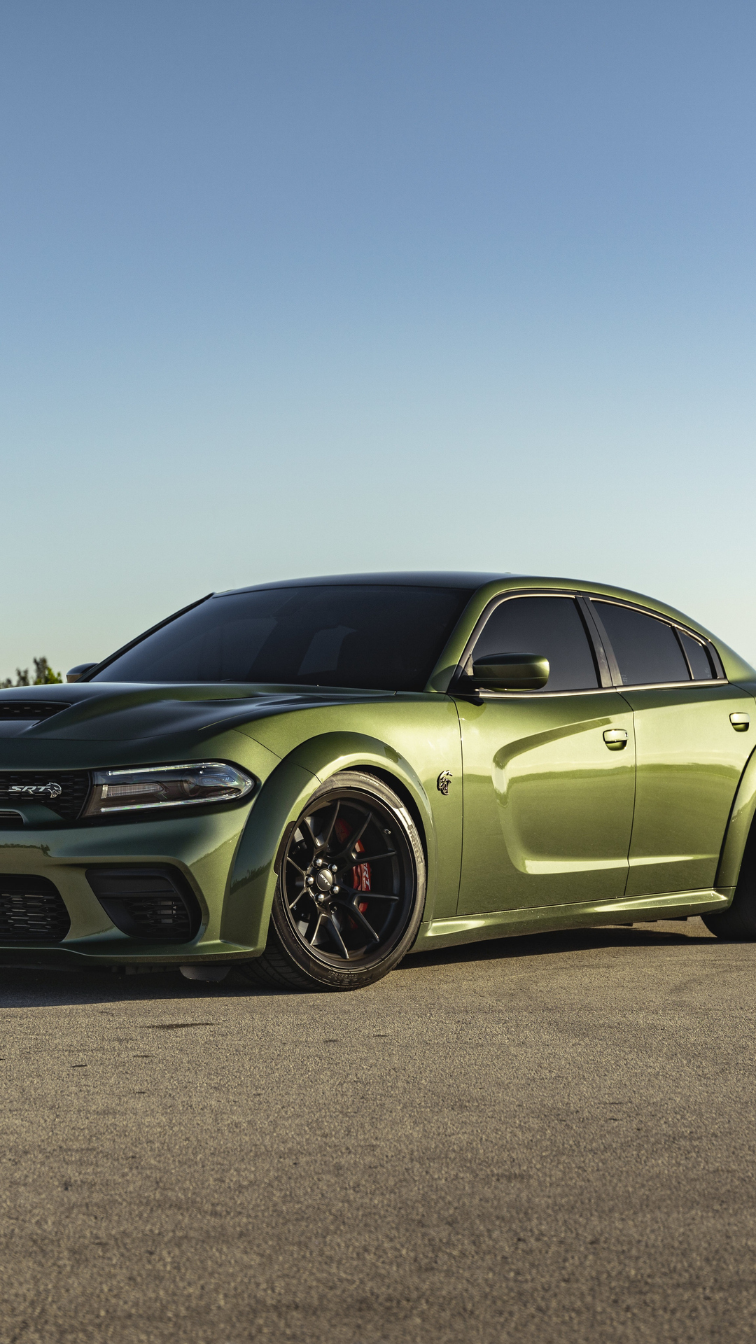 Download Dodge Charger SRT Hellcat, Dodge, Charger, SRT Hellcat, Green Wallpaper in 1080x1920 Resolution