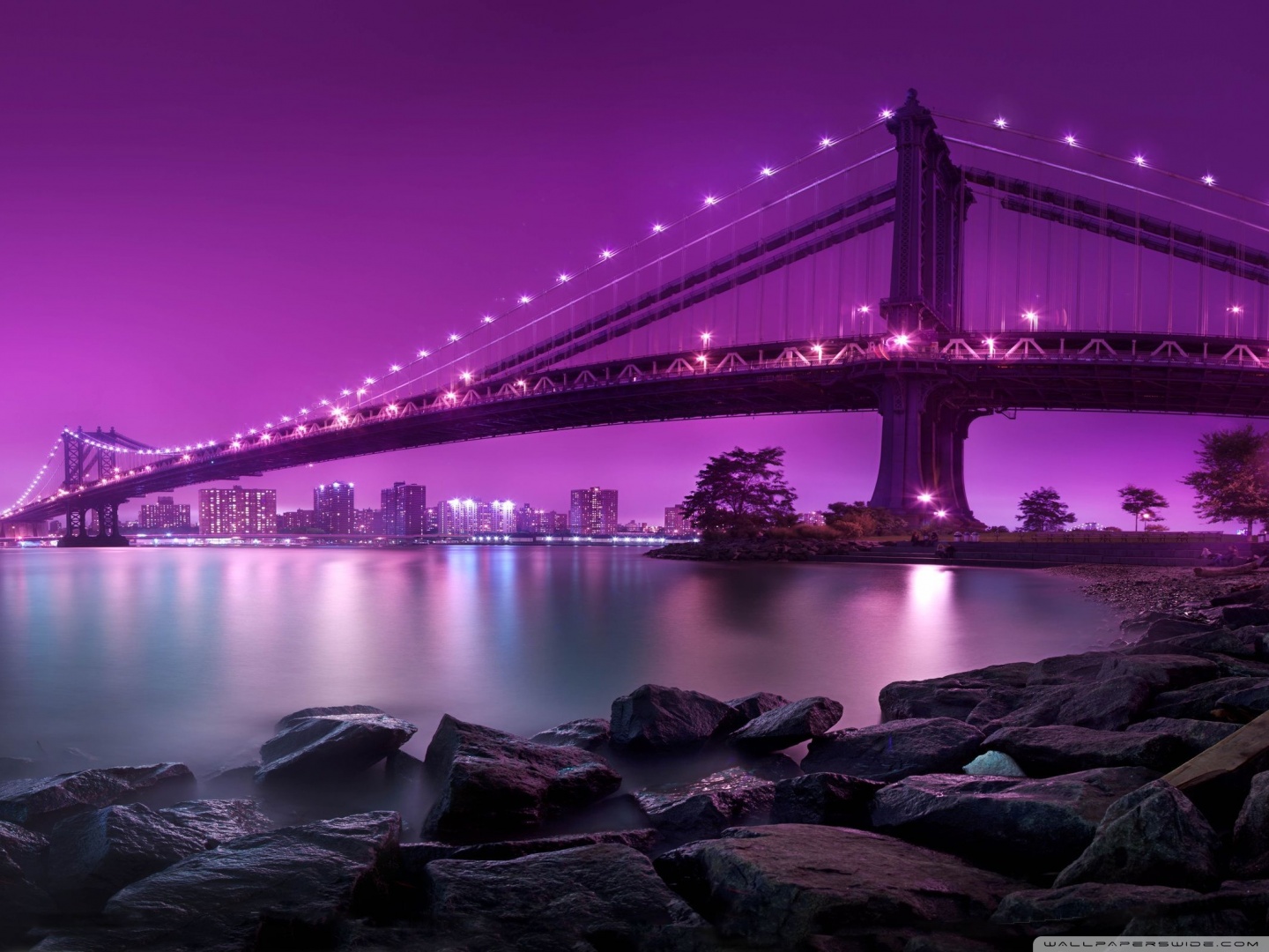 Bridge, Purple Light 4K UHD Wallpaper for UltraHD Desktop and TV, Smartphone and Tablet Devices