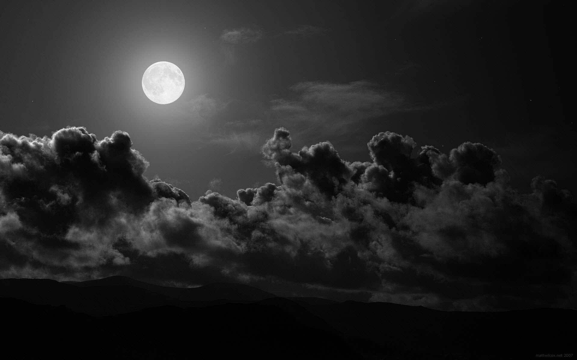 Download Majestic Full Moon Over a Black Mac Wallpaper