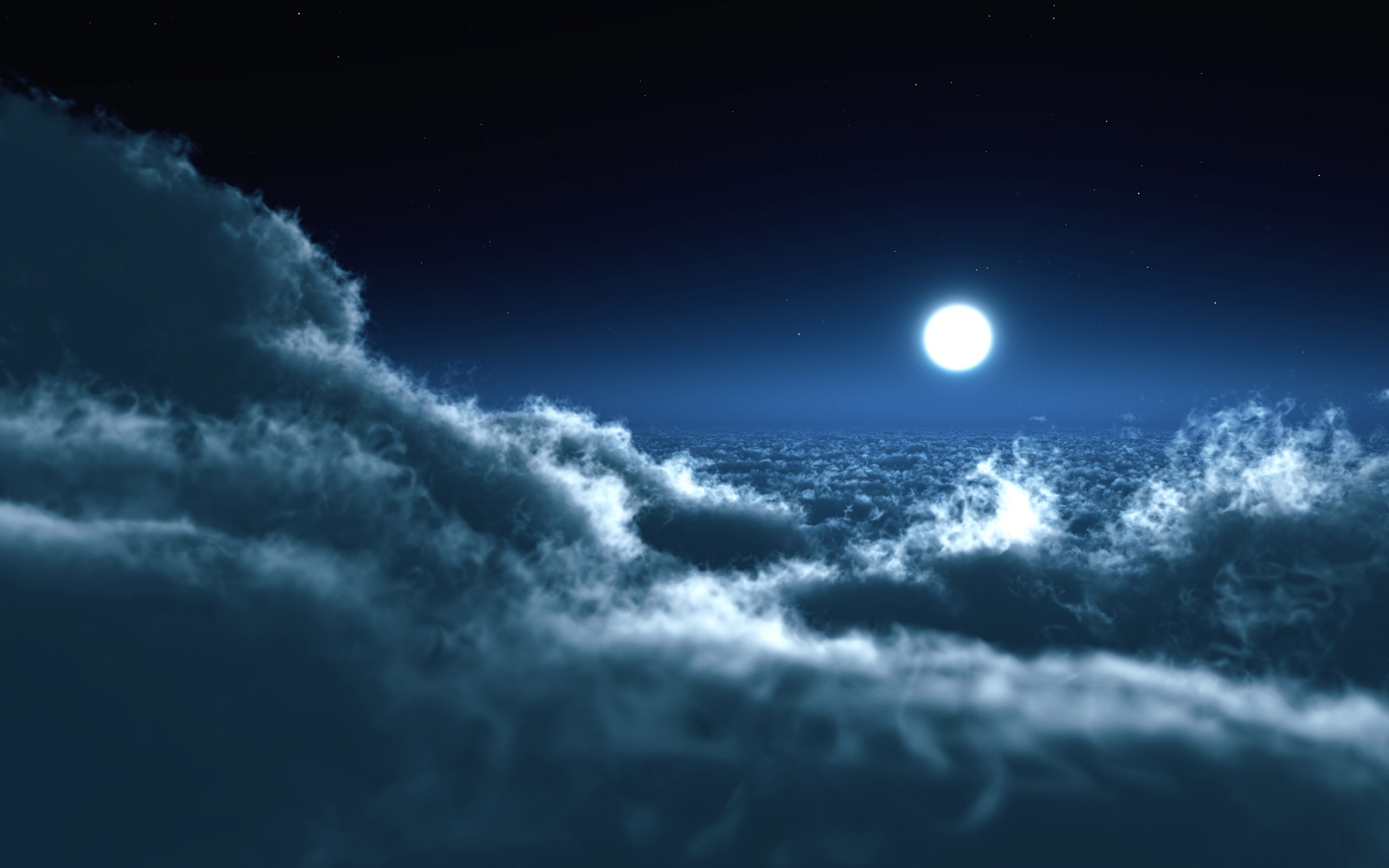 Moon Over Clouds MacBook Air Wallpaper Download